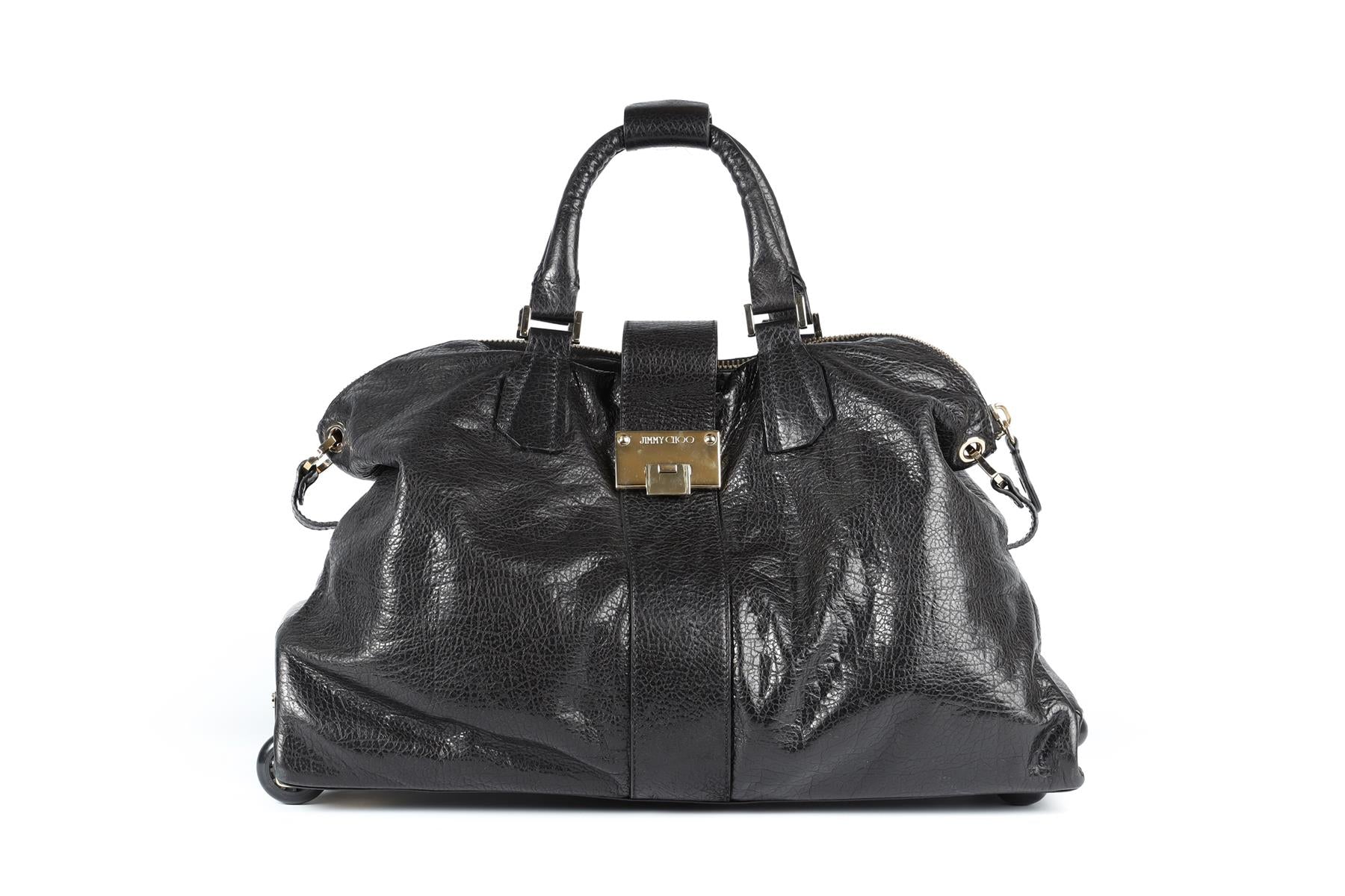 JIMMY CHOO BLACK RAPHAEL LEATHER SUITCASE - Image 2