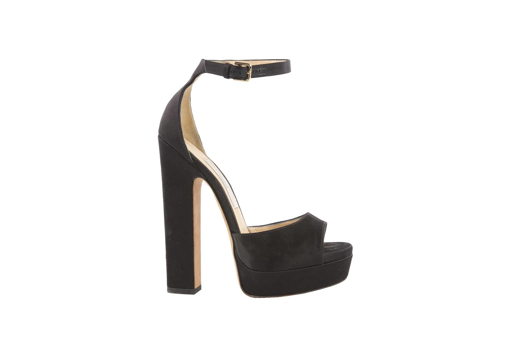 JIMMY CHOO BLACK SATIN PLATFORM SANDALS EU 38 UK 5 US 8 - Image 2