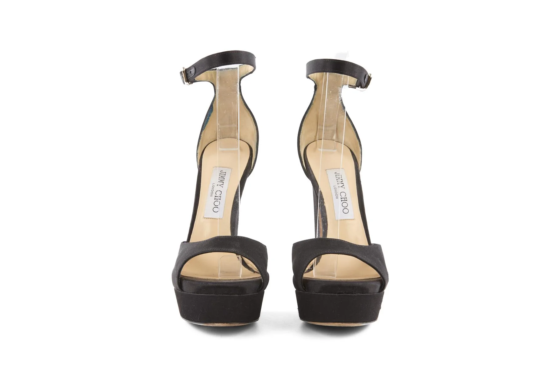 JIMMY CHOO BLACK SATIN PLATFORM SANDALS EU 38 UK 5 US 8 - Image 3