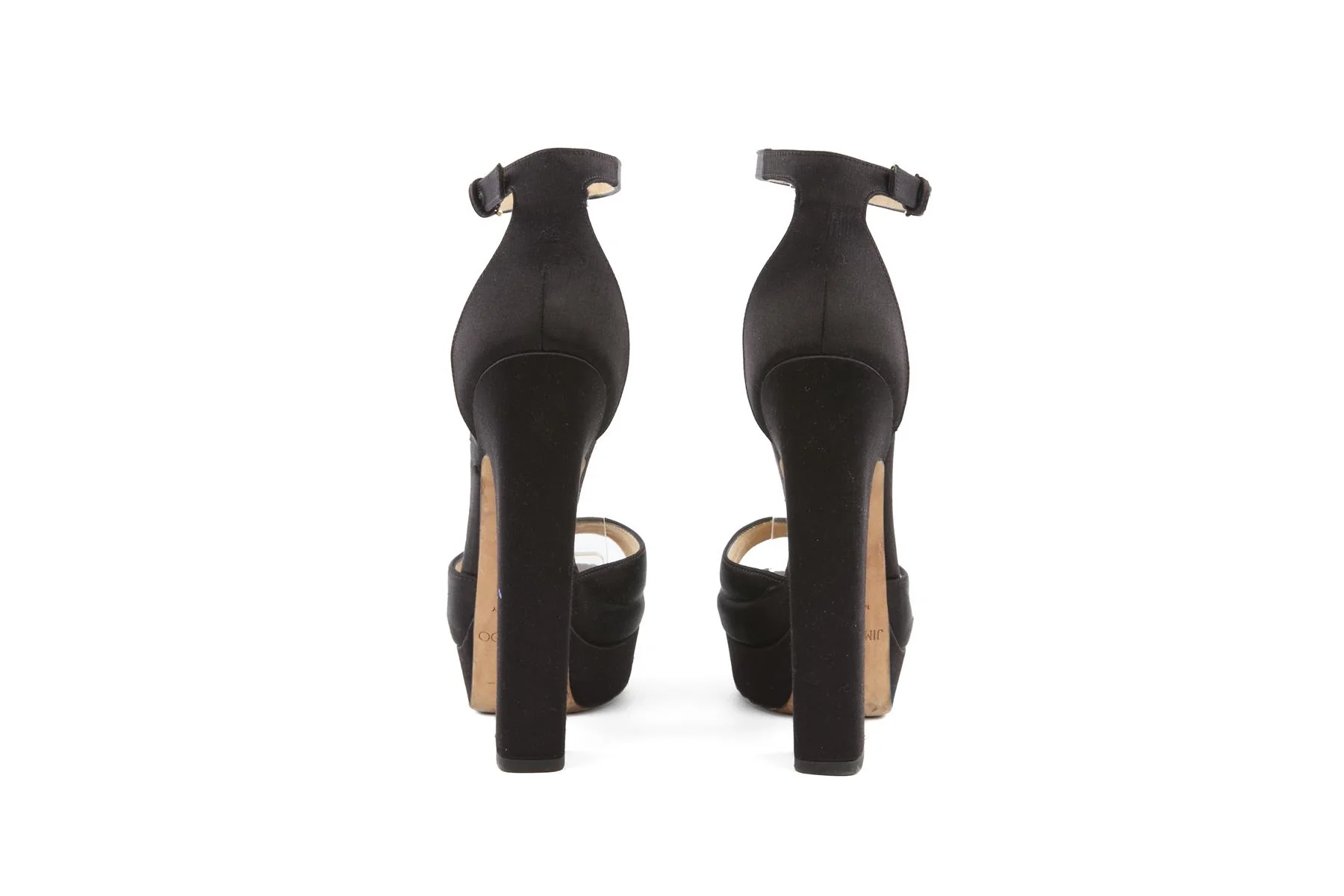 JIMMY CHOO BLACK SATIN PLATFORM SANDALS EU 38 UK 5 US 8 - Image 5