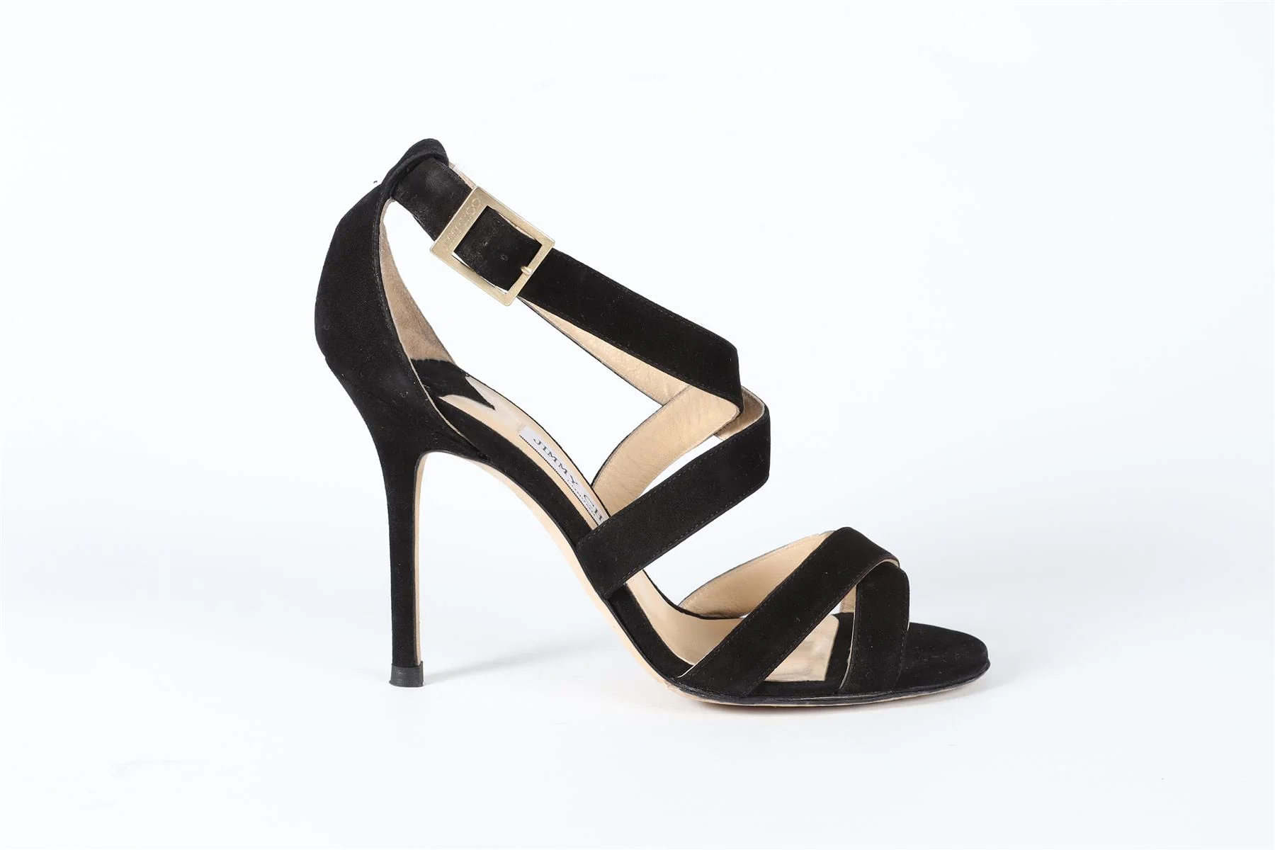 JIMMY CHOO BLACK SUEDE SANDALS EU 39 UK 6 US 9 - Image 2