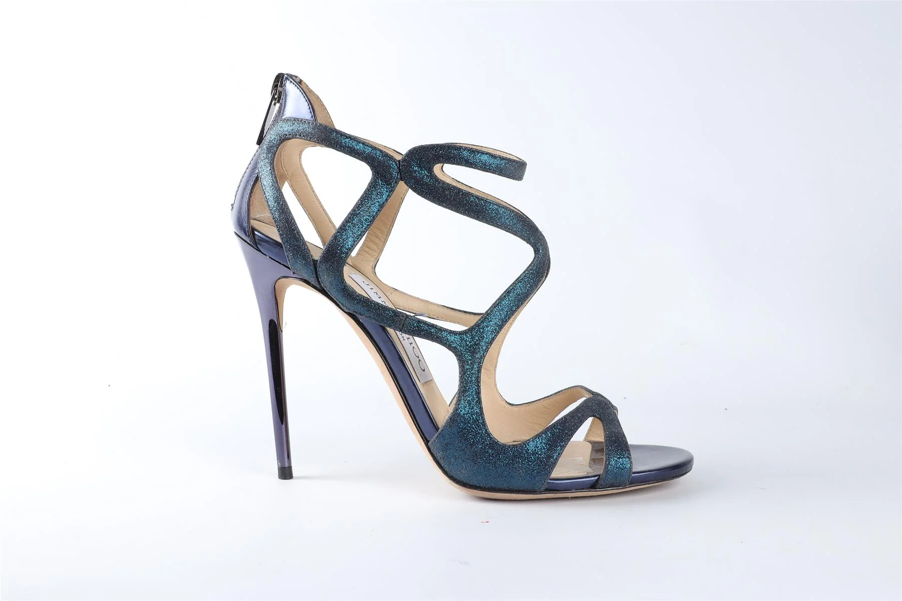 JIMMY CHOO BLUE GLITTER SANDALS EU 36.5 UK 3.5 US 6.5 - Image 2