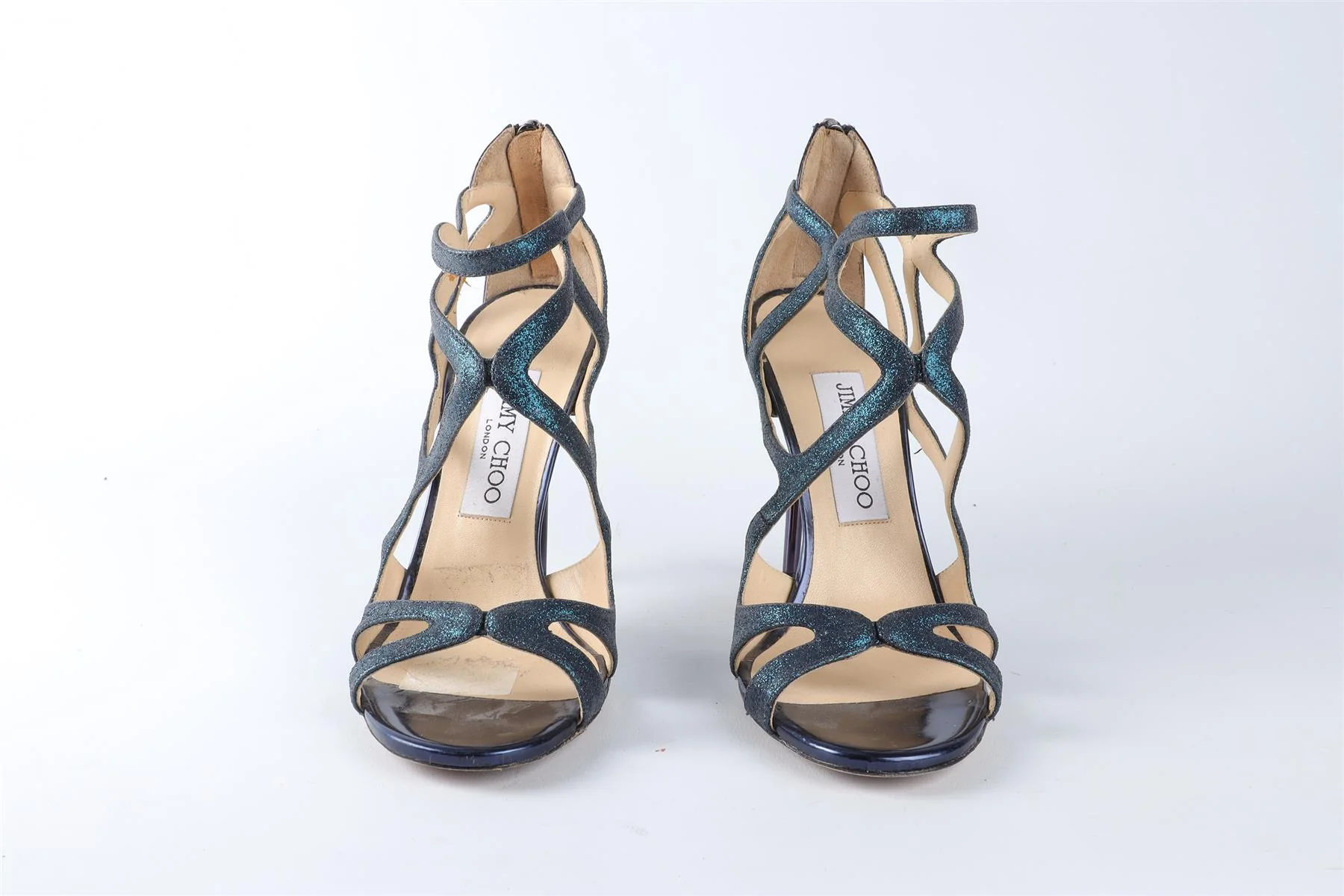 JIMMY CHOO BLUE GLITTER SANDALS EU 36.5 UK 3.5 US 6.5 - Image 3
