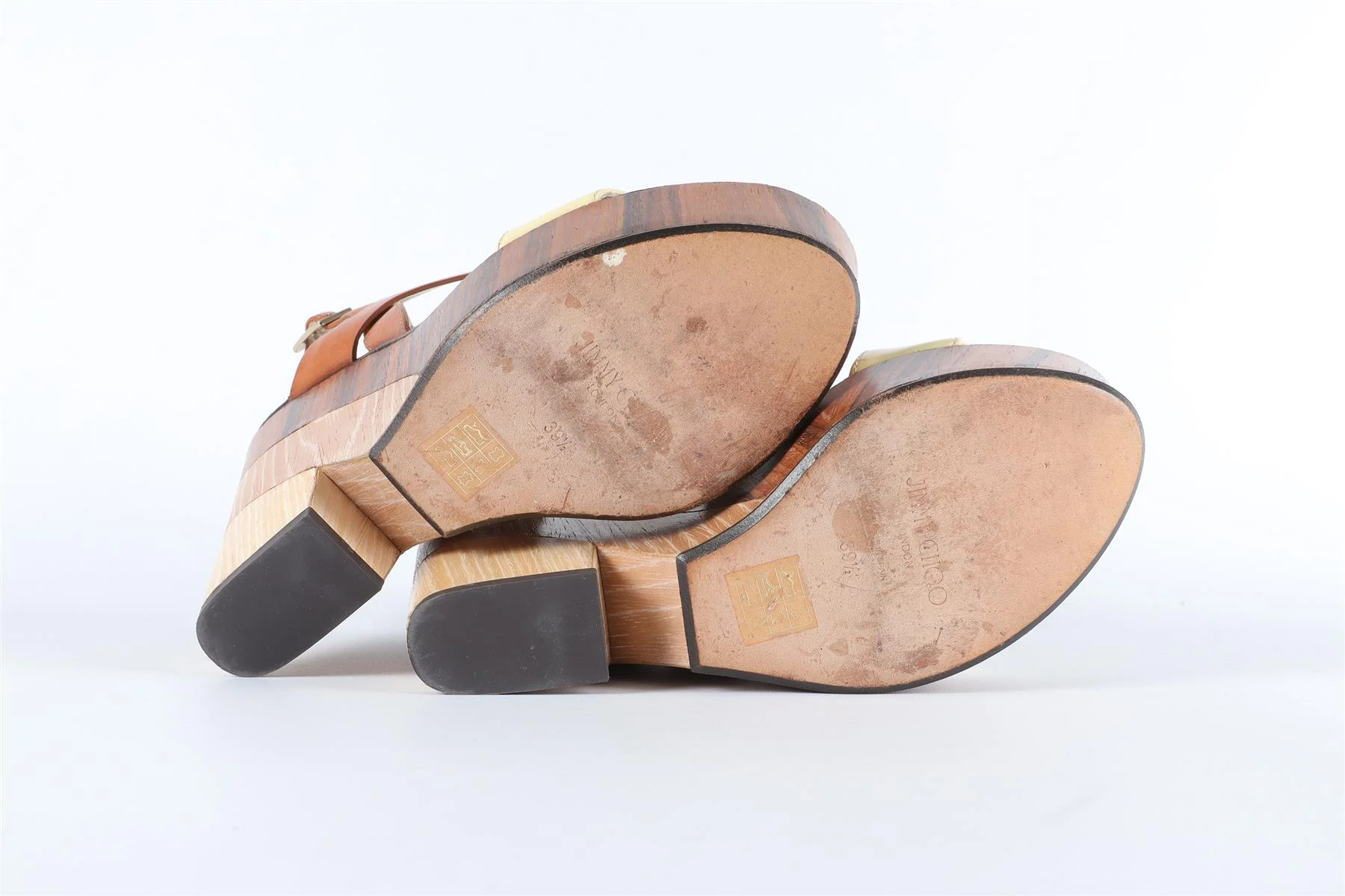 JIMMY CHOO BROWN LEATHER WEDGE SANDALS EU 38.5, UK 5.5, US 8.5 - Image 6