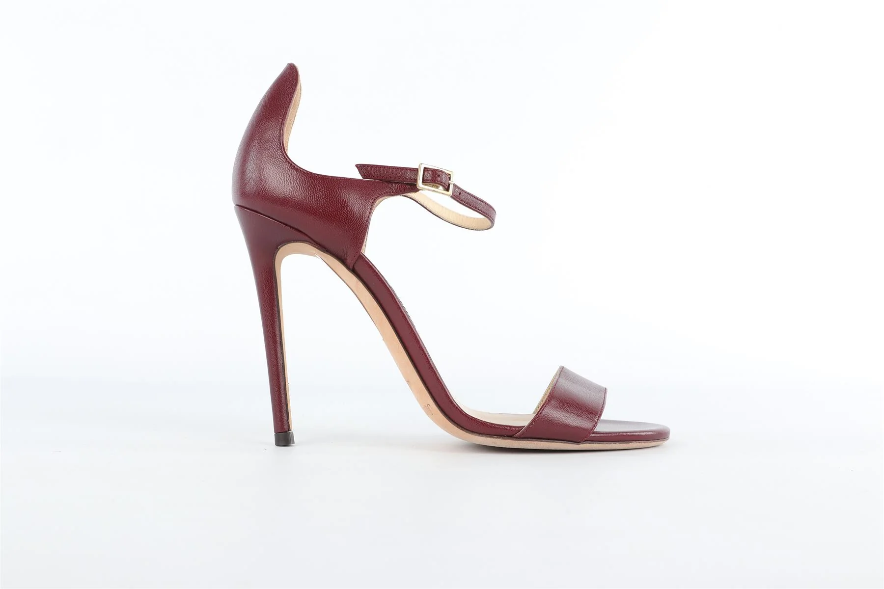 JIMMY CHOO BURGUNDY LEATHER SANDALS EU 38.5 UK 5.5 US 8.5 - Image 2