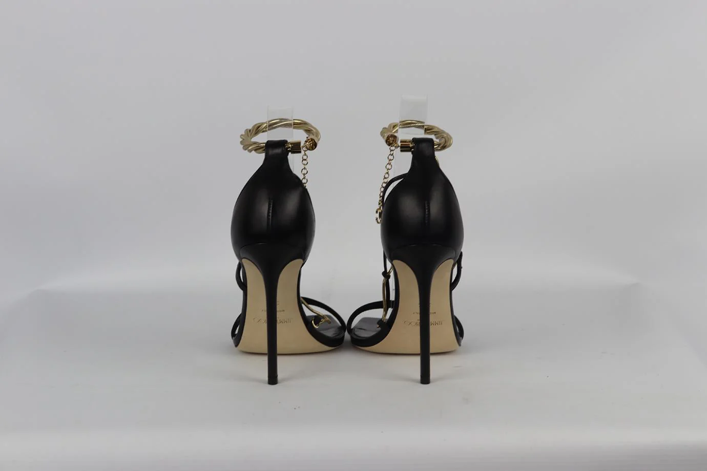JIMMY CHOO CHAIN DETAILED LEATHER SANDALS EU 38.5 UK 5.5 US 8.5 - Image 4