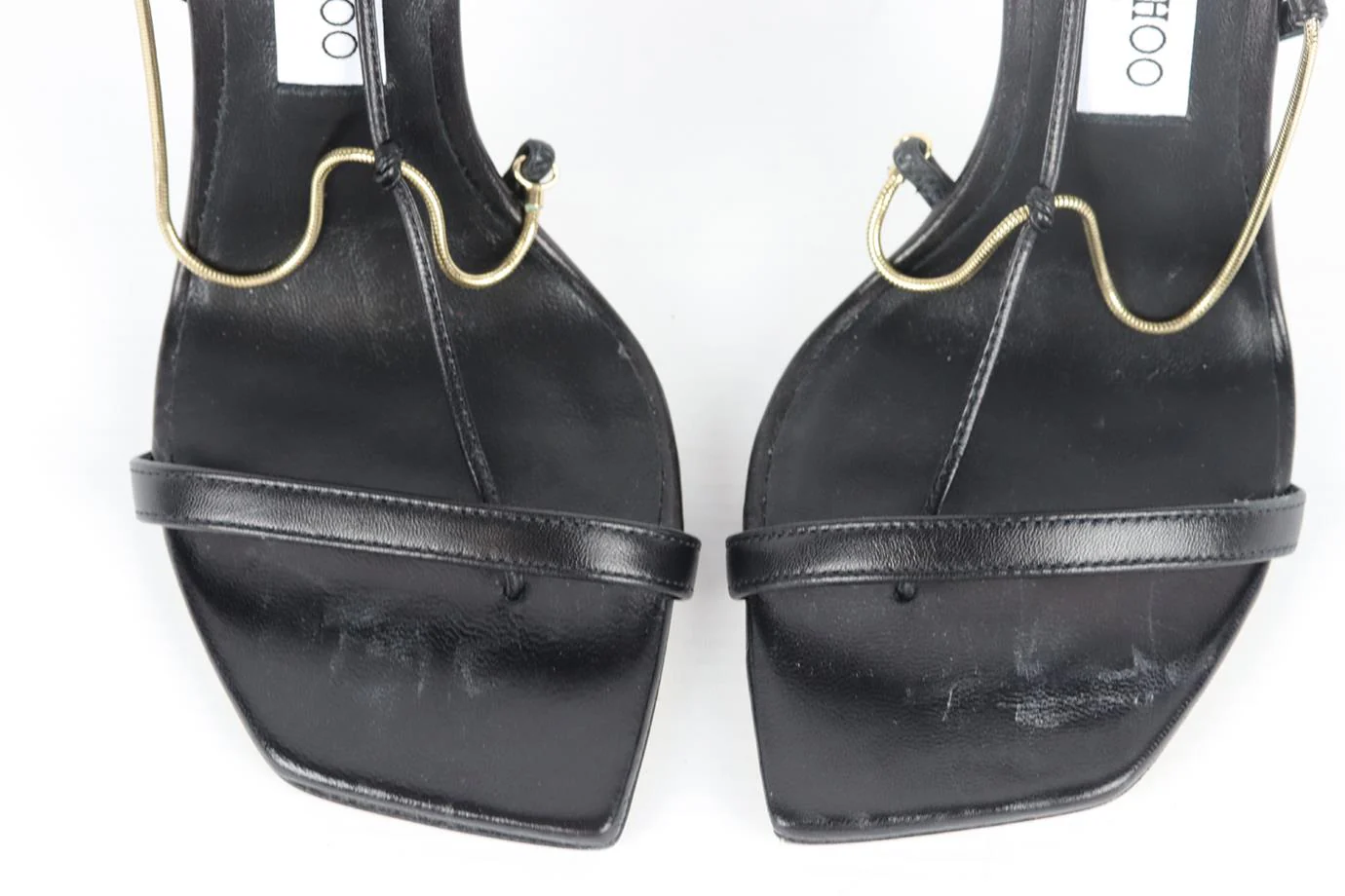 JIMMY CHOO CHAIN DETAILED LEATHER SANDALS EU 38.5 UK 5.5 US 8.5 - Image 6