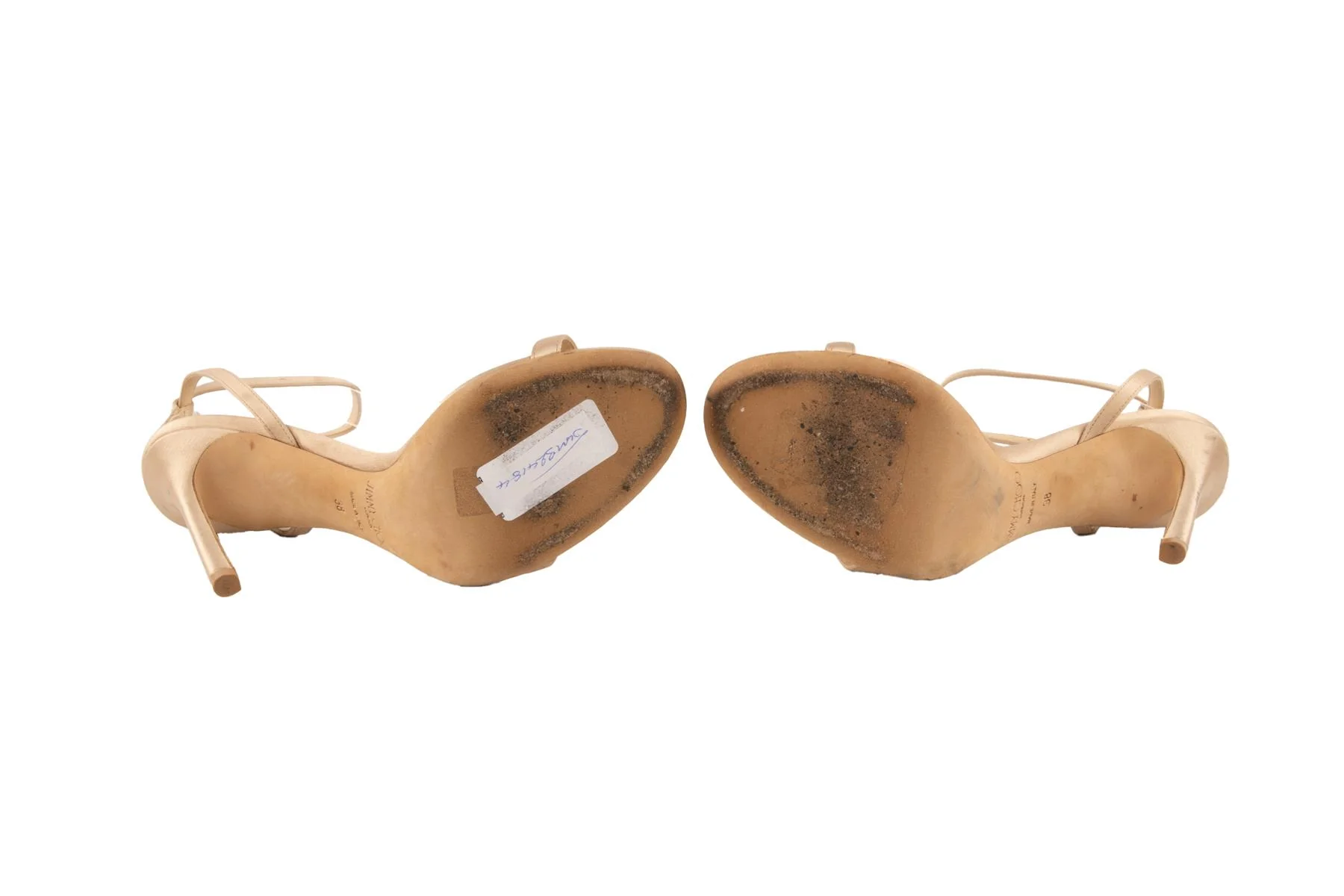 JIMMY CHOO GOLD SATIN SANDALS EU 38 UK 5 US 8 - Image 6