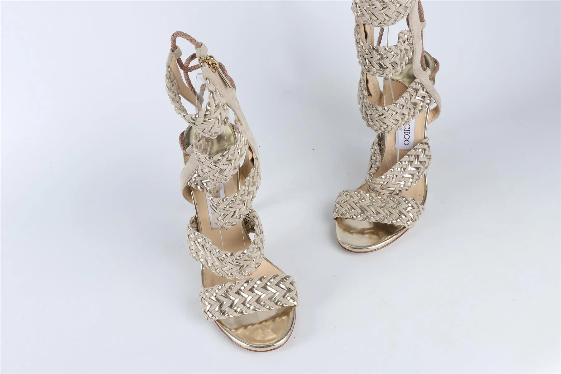 JIMMY CHOO GOLD SUEDE SANDALS EU 38 UK 5 US 8 - Image 4