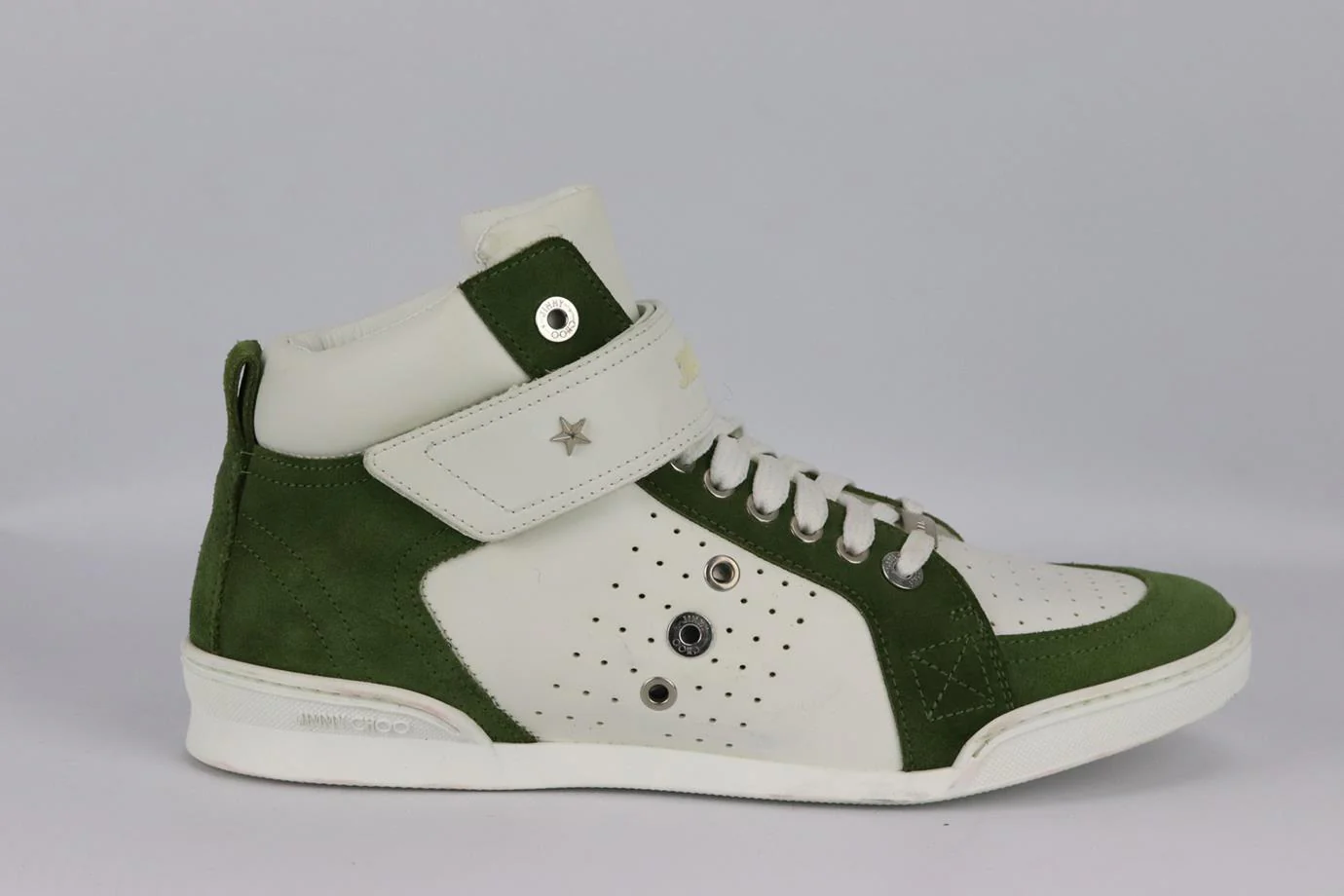 JIMMY CHOO MEN'S LEWIS SUEDE AND LEATHER HIGH TOP SNEAKERS EU 43 UK 9 US 10 - Image 2