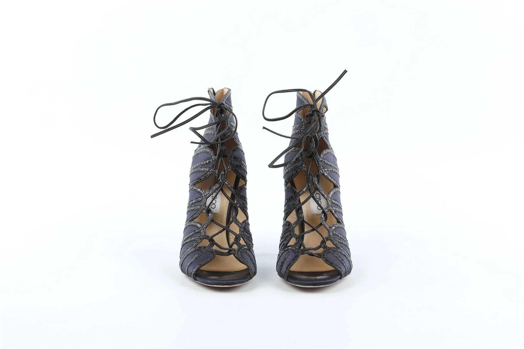 JIMMY CHOO NAVY SATIN SANDALS EU 37.5 UK 4.5 US 7.5 - Image 3