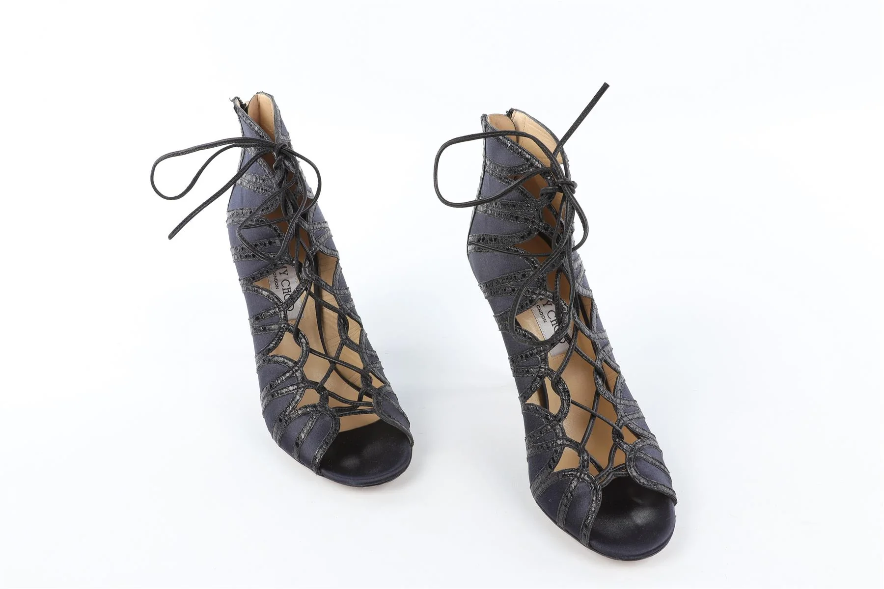 JIMMY CHOO NAVY SATIN SANDALS EU 37.5 UK 4.5 US 7.5 - Image 5