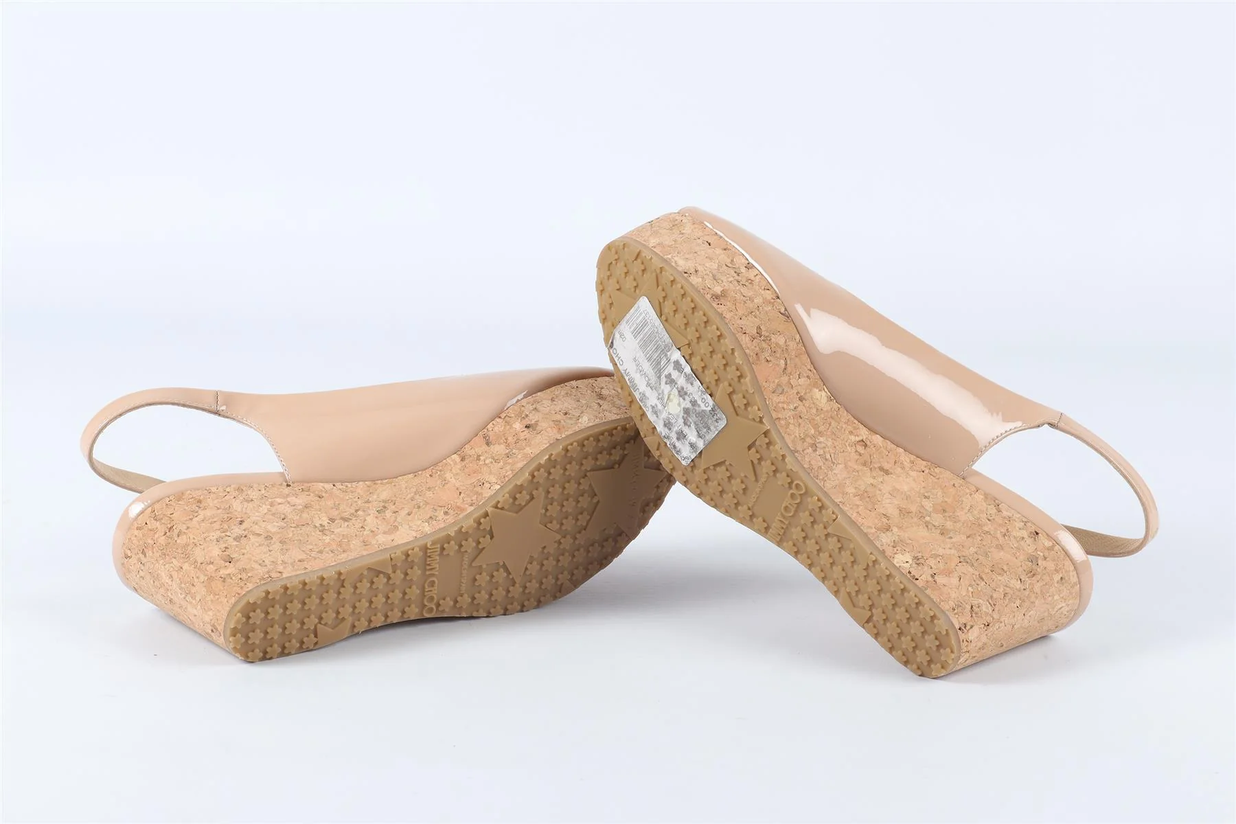 JIMMY CHOO NUDE PATENT LEATHER WEDGE SANDALS EU 34 UK 1 US 4 - Image 6