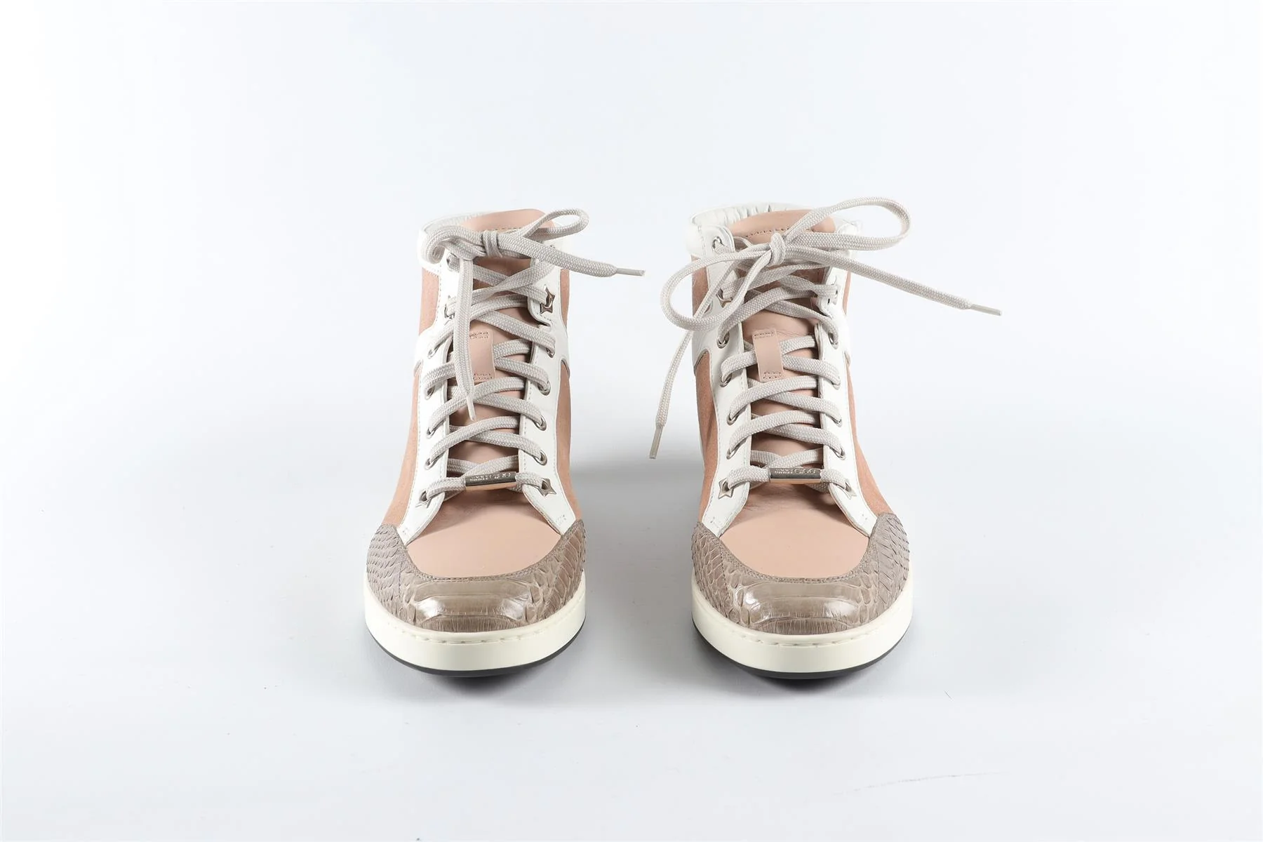 JIMMY CHOO NUDE SUEDE AND LEATHER SNEAKERS EU 38 UK 5 US 8 - Image 3