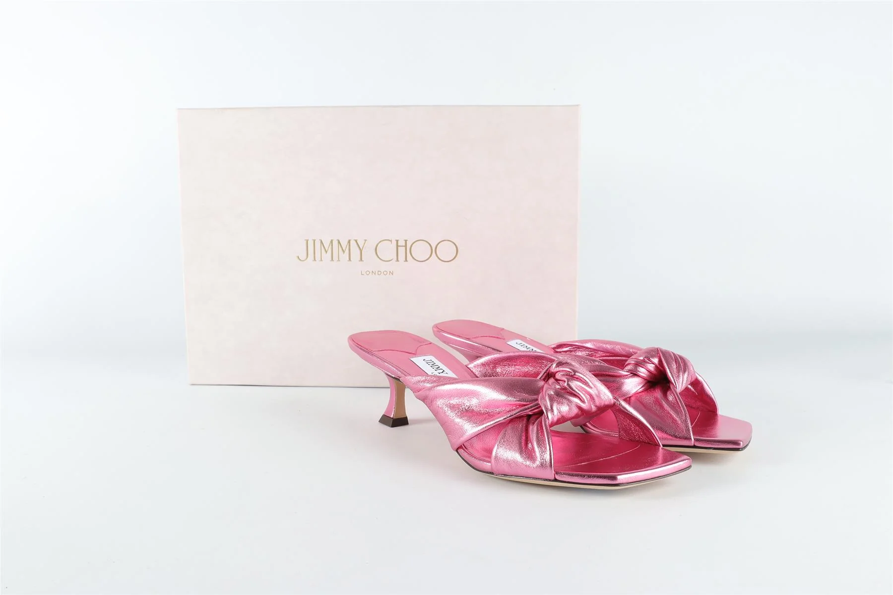 JIMMY CHOO PINK AVENUE LEATHER SANDALS EU 38 UK 5 US 8 - Image 7