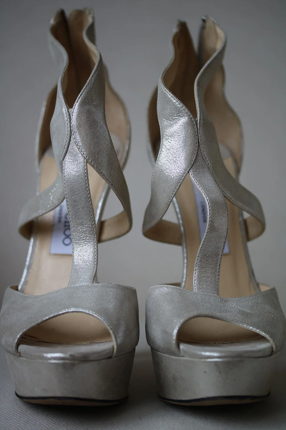 JIMMY CHOO SHIMMER SUEDE PLATFORM HEELS EU 38.5 UK 5.5 US 8.5 - Image 3