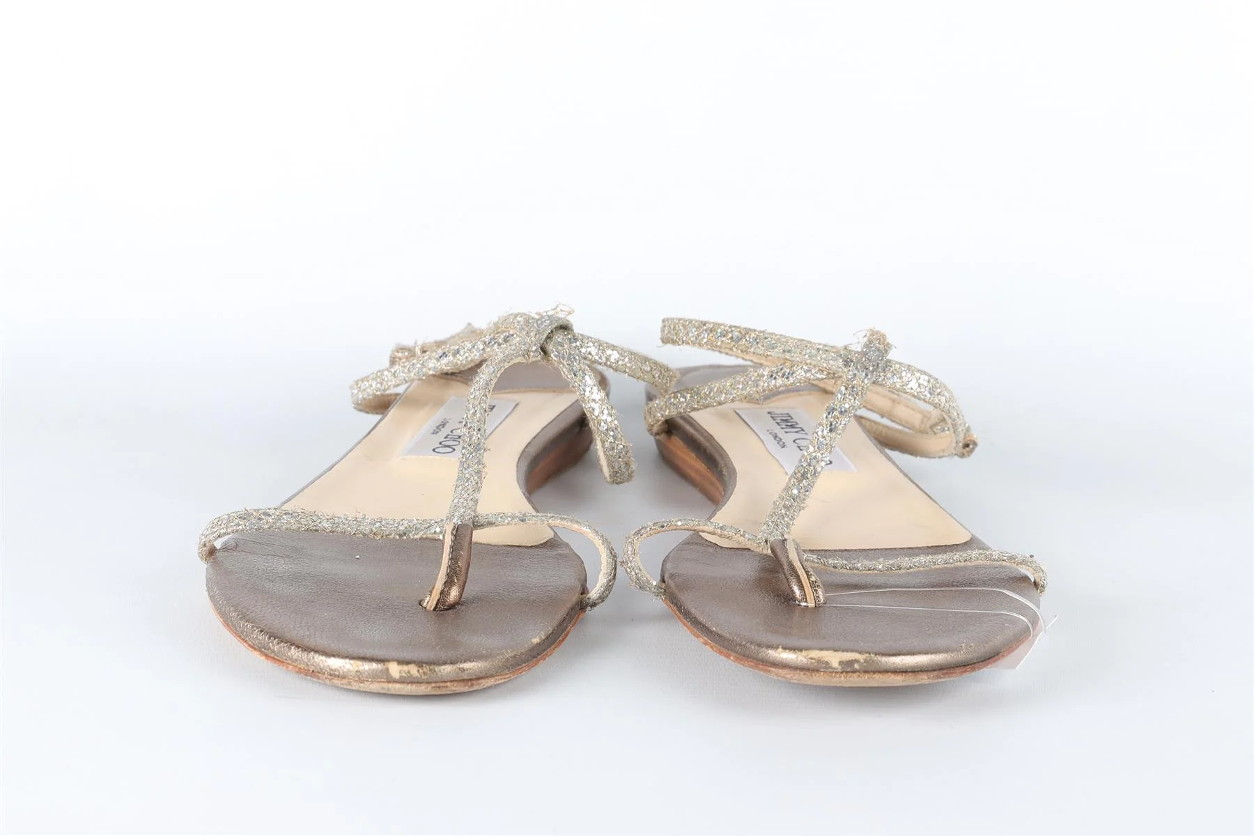 JIMMY CHOO SILVER GLITTER SANDALS EU 38.5 UK 5.5 US 8.5 - Image 3