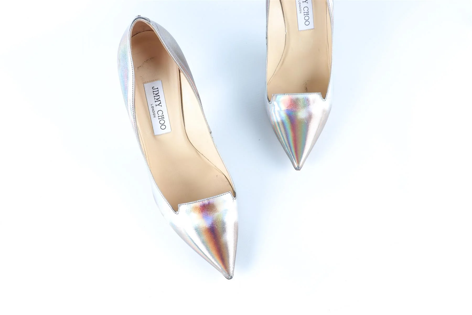 JIMMY CHOO SILVER LEATHER PUMPS EU 39.5 UK 6.5 US 9.5 - Image 4