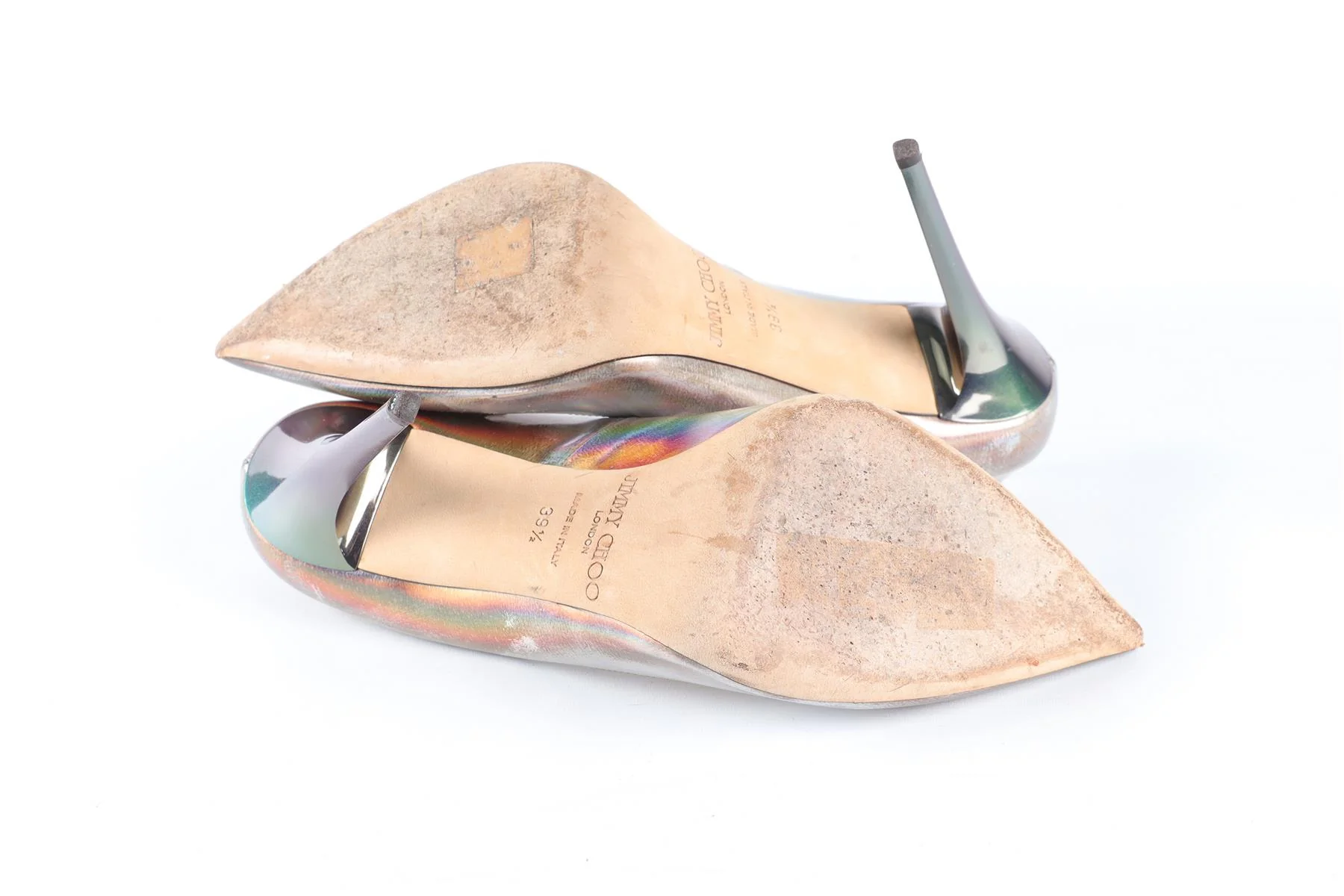 JIMMY CHOO SILVER LEATHER PUMPS EU 39.5 UK 6.5 US 9.5 - Image 6