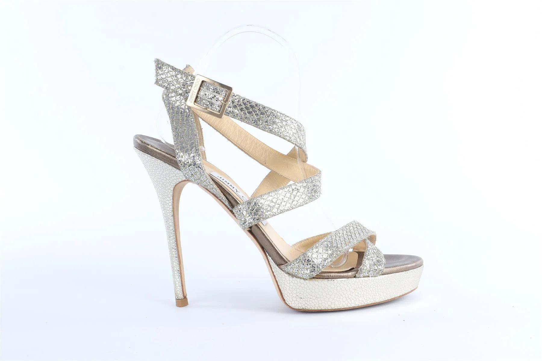 JIMMY CHOO SILVER LEATHER SANDALS - Image 2