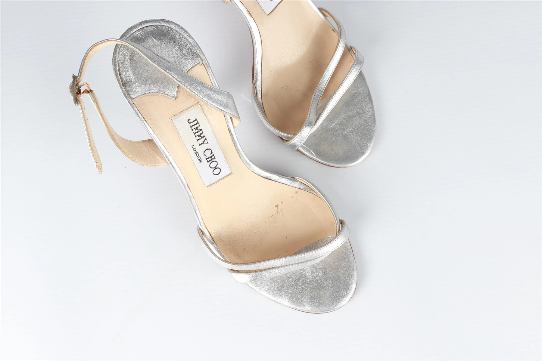 JIMMY CHOO SILVER LEATHER SANDALS EU 35.5 UK 2.5 US 5.5 - Image 4