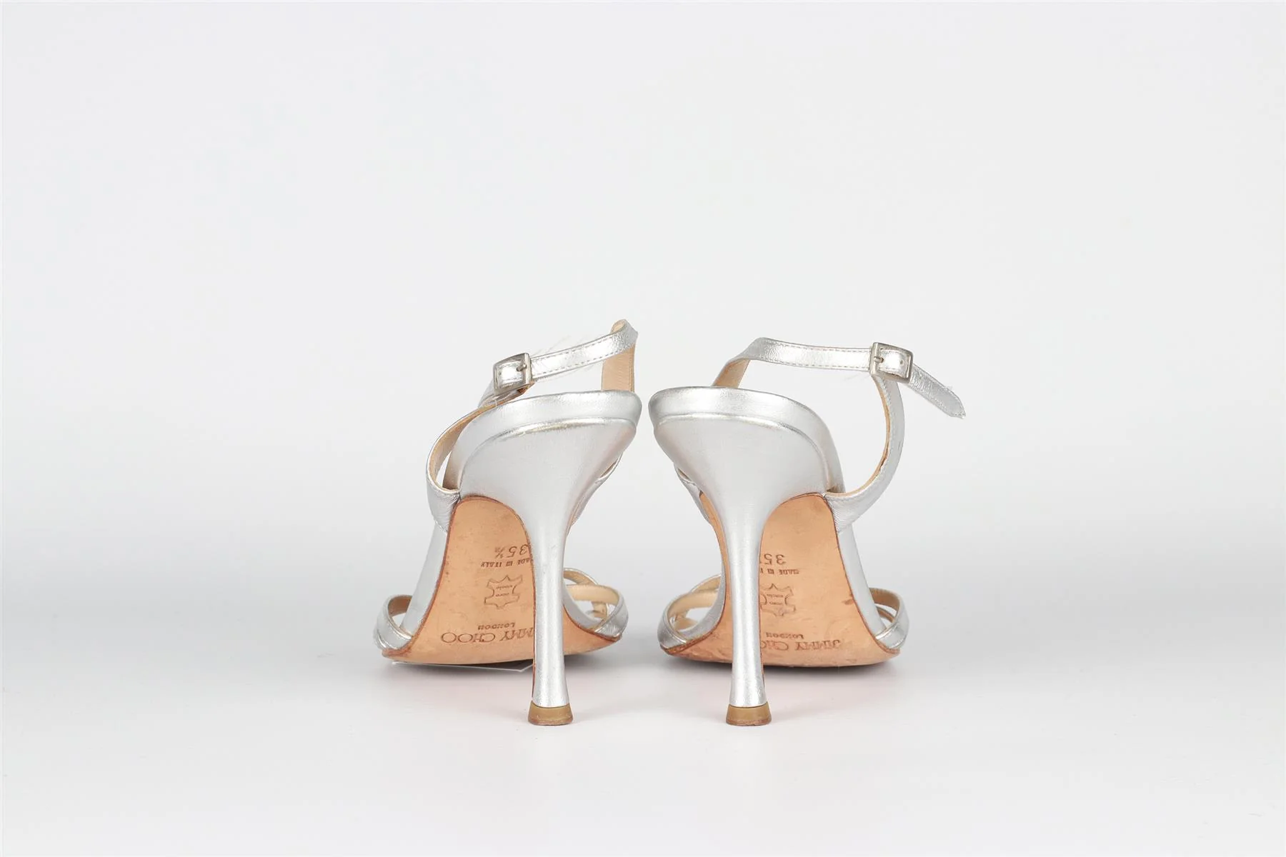 JIMMY CHOO SILVER LEATHER SANDALS EU 35.5 UK 2.5 US 5.5 - Image 5