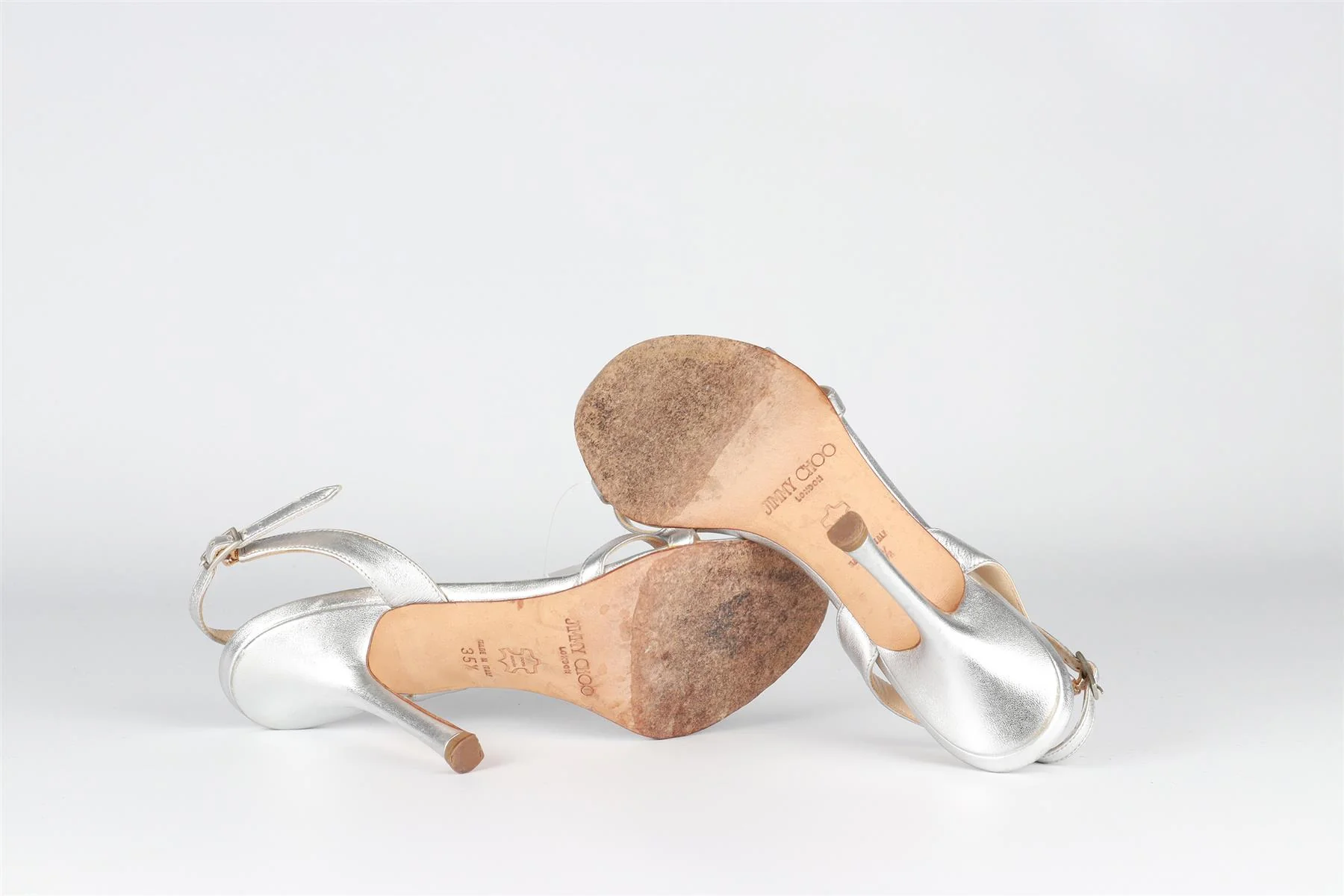 JIMMY CHOO SILVER LEATHER SANDALS EU 35.5 UK 2.5 US 5.5 - Image 6