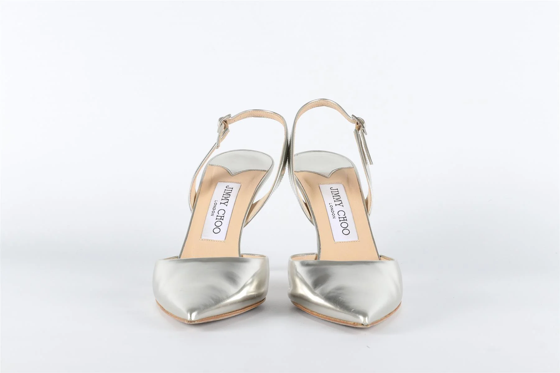 JIMMY CHOO SILVER LEATHER SLINGBACK PUMPS EU 38.5 UK 5.5 US 8.5 - Image 3