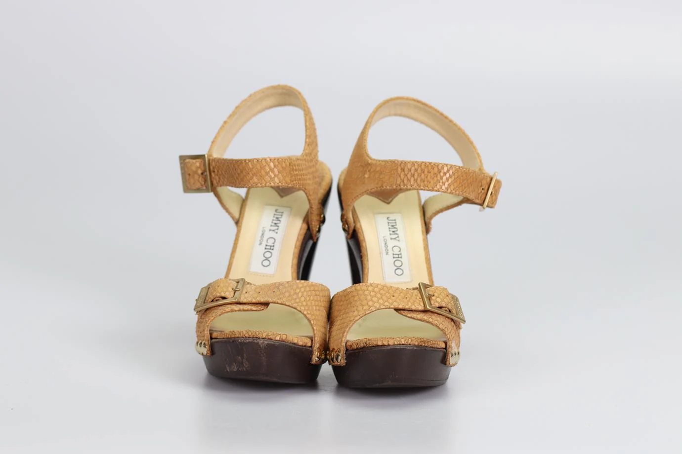 JIMMY CHOO SNAKE EFFECT LEATHER SANDALS EU 37 UK 4 US 7 - Image 3