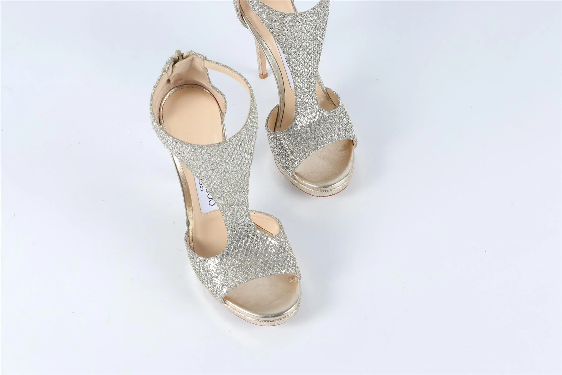 JIMMY CHOOS SILVER GLITTER SANDALS EU 34 UK 1 US 4 - Image 4