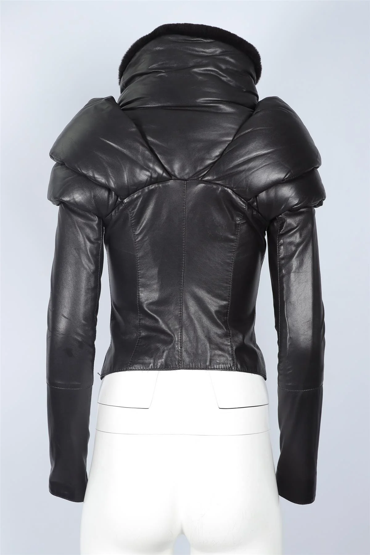 JITROIS BLACK FUR AND LEATHER JACKET FR 36 UK 8 - Image 4