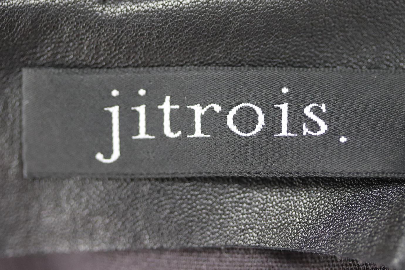 JITROIS DRAPED JERSEY AND LEATHER MINI DRESS FR 34 UK 6 - Image 5