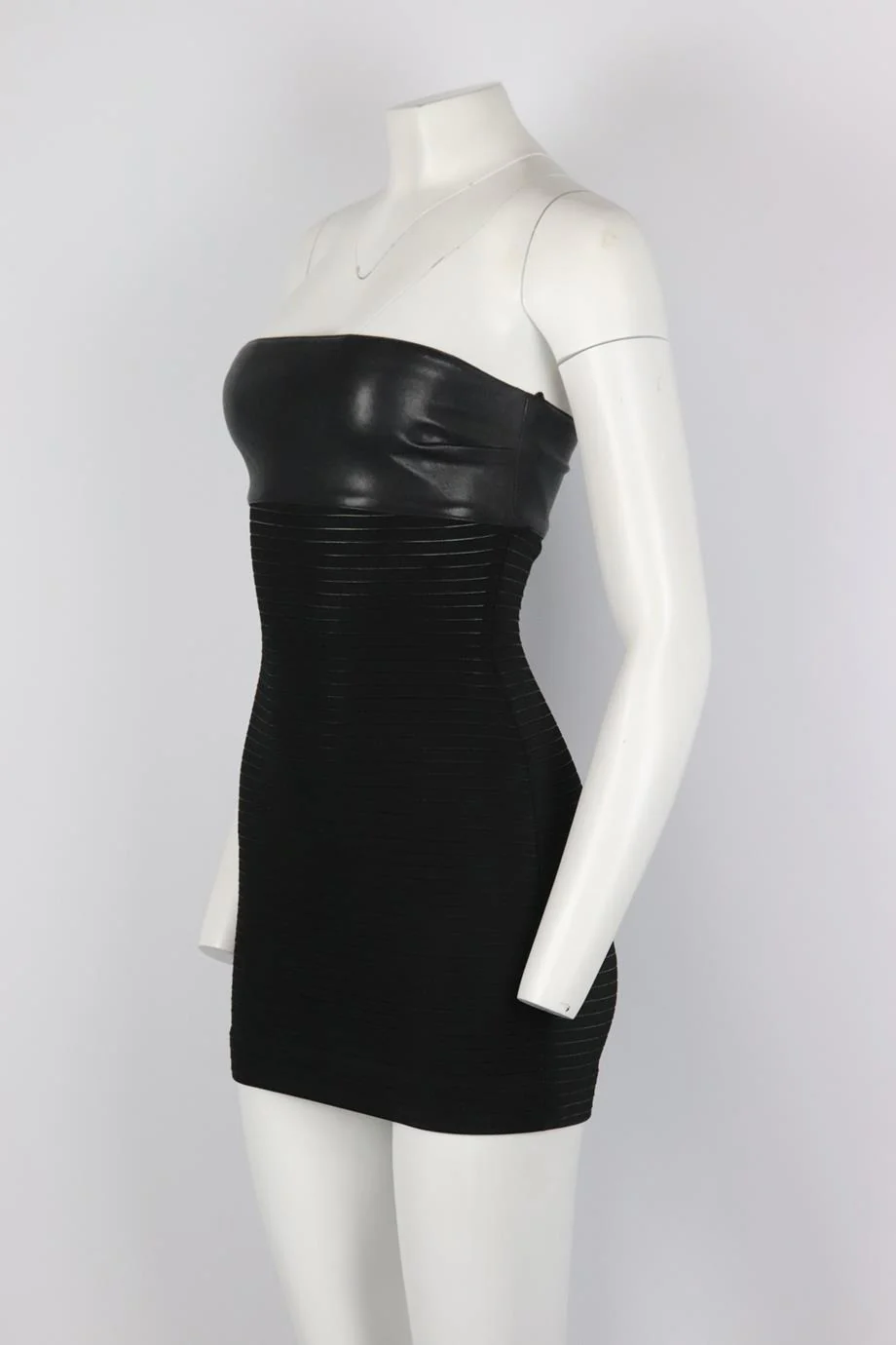 JITROIS STRAPLESS LEATHER PANELED STRETCH KNIT MINI DRESS FR 36 UK 8 - Image 3