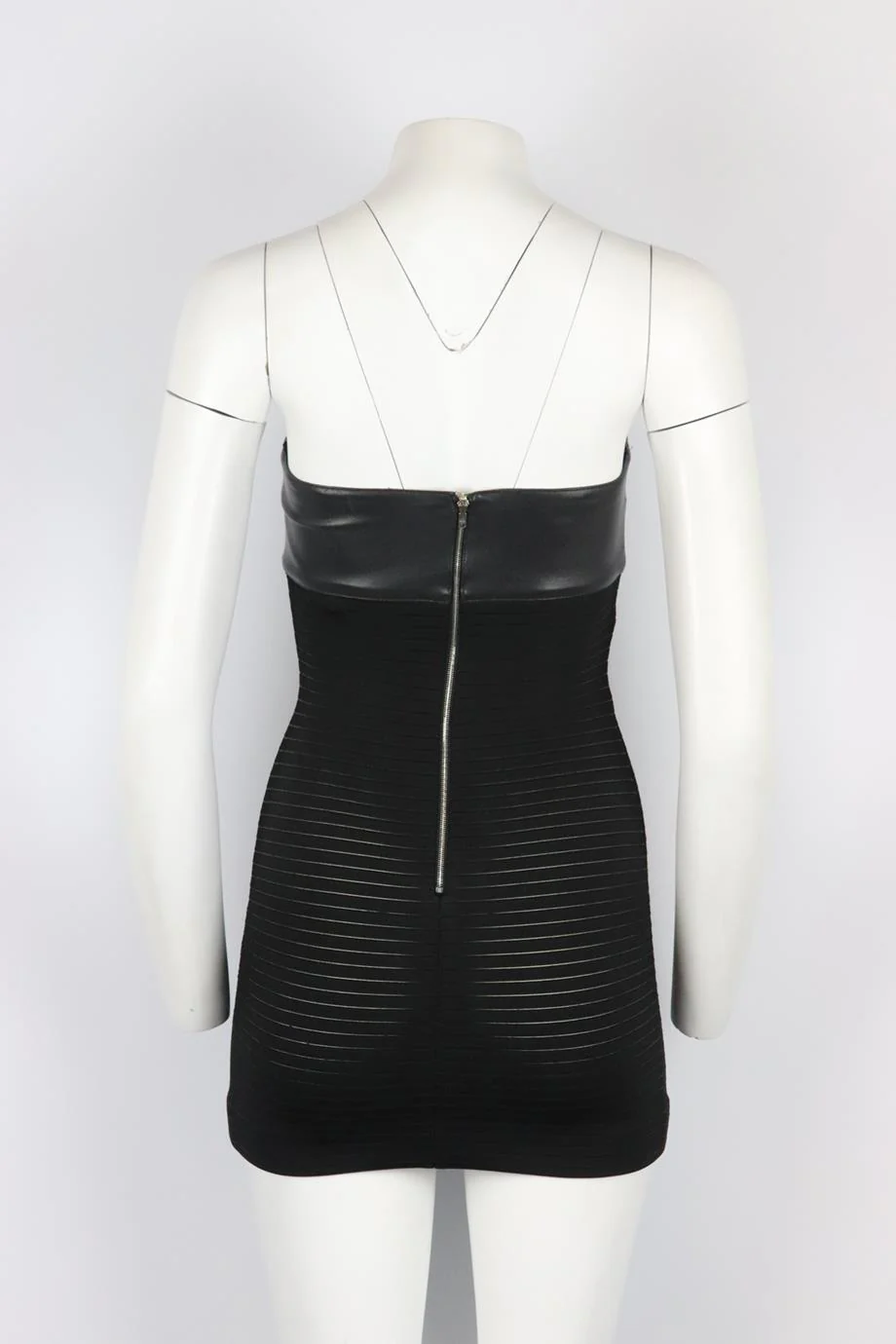 JITROIS STRAPLESS LEATHER PANELED STRETCH KNIT MINI DRESS FR 36 UK 8 - Image 4