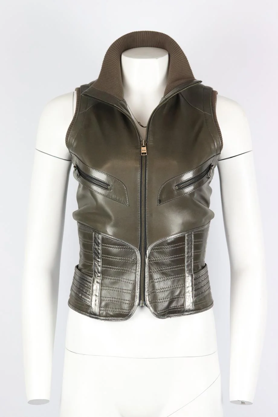 JITROS LEATHER GILET FR 36 UK 8 - Image 2