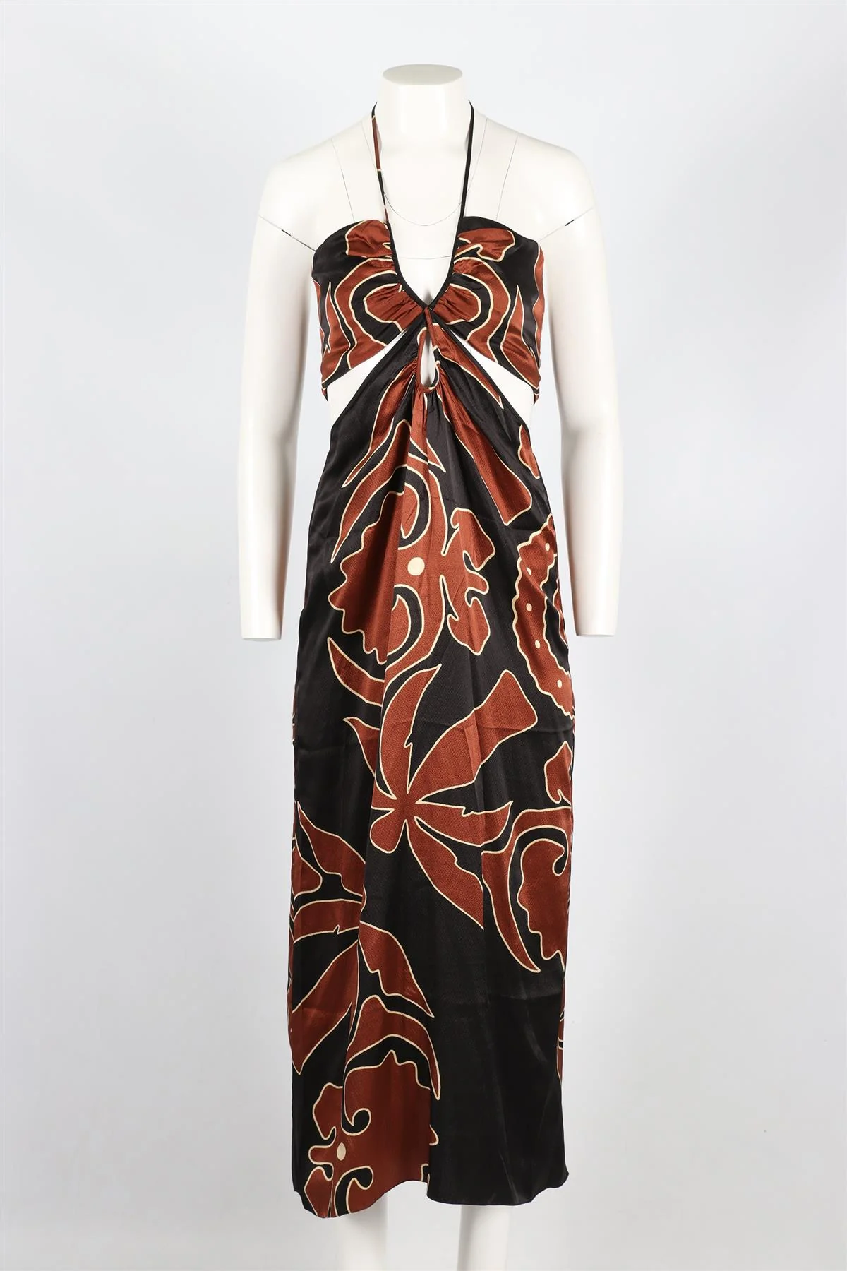 JOHANNA ORTIZ BROWN AND BLACK SILK MAXI DRESS US 8 UK 12 - Image 2