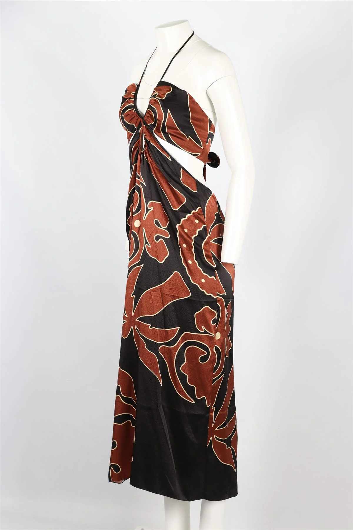 JOHANNA ORTIZ BROWN AND BLACK SILK MAXI DRESS US 8 UK 12 - Image 3