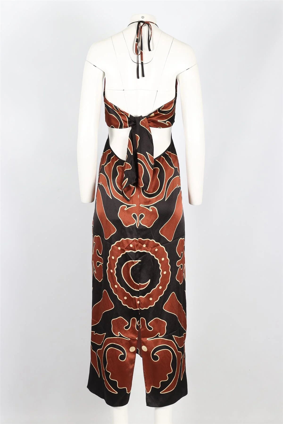 JOHANNA ORTIZ BROWN AND BLACK SILK MAXI DRESS US 8 UK 12 - Image 4