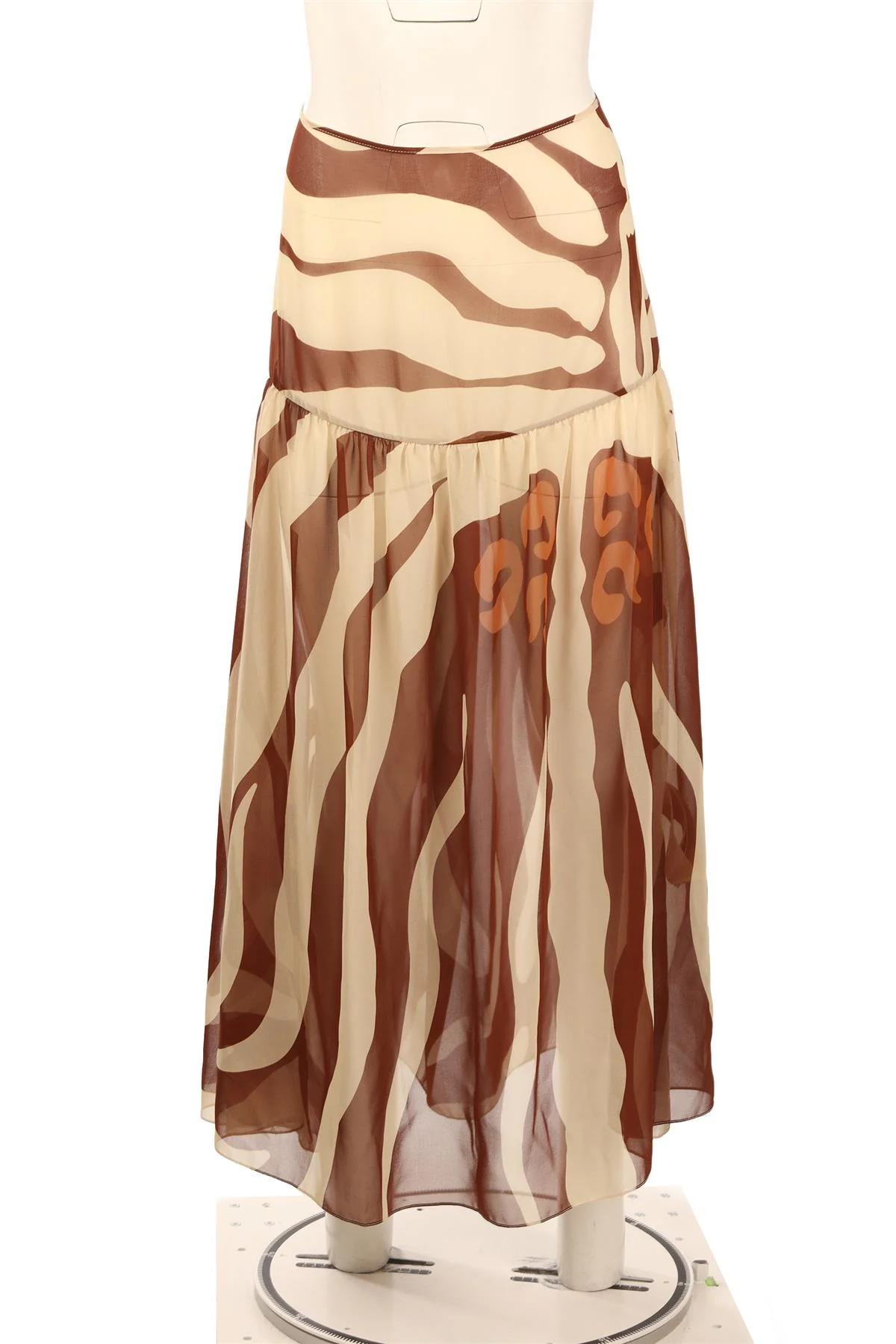 JOHANNA ORTIZ BROWN CHIFFON MIDI SKIRT UK 10 - Image 2