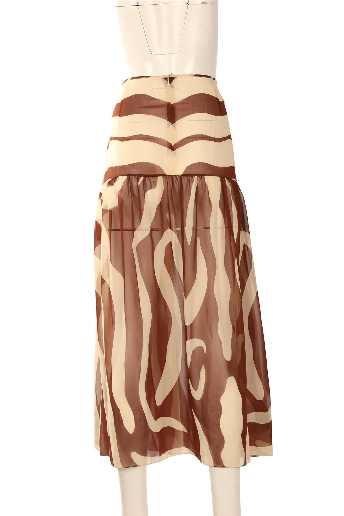 JOHANNA ORTIZ BROWN CHIFFON MIDI SKIRT UK 10 - Image 4