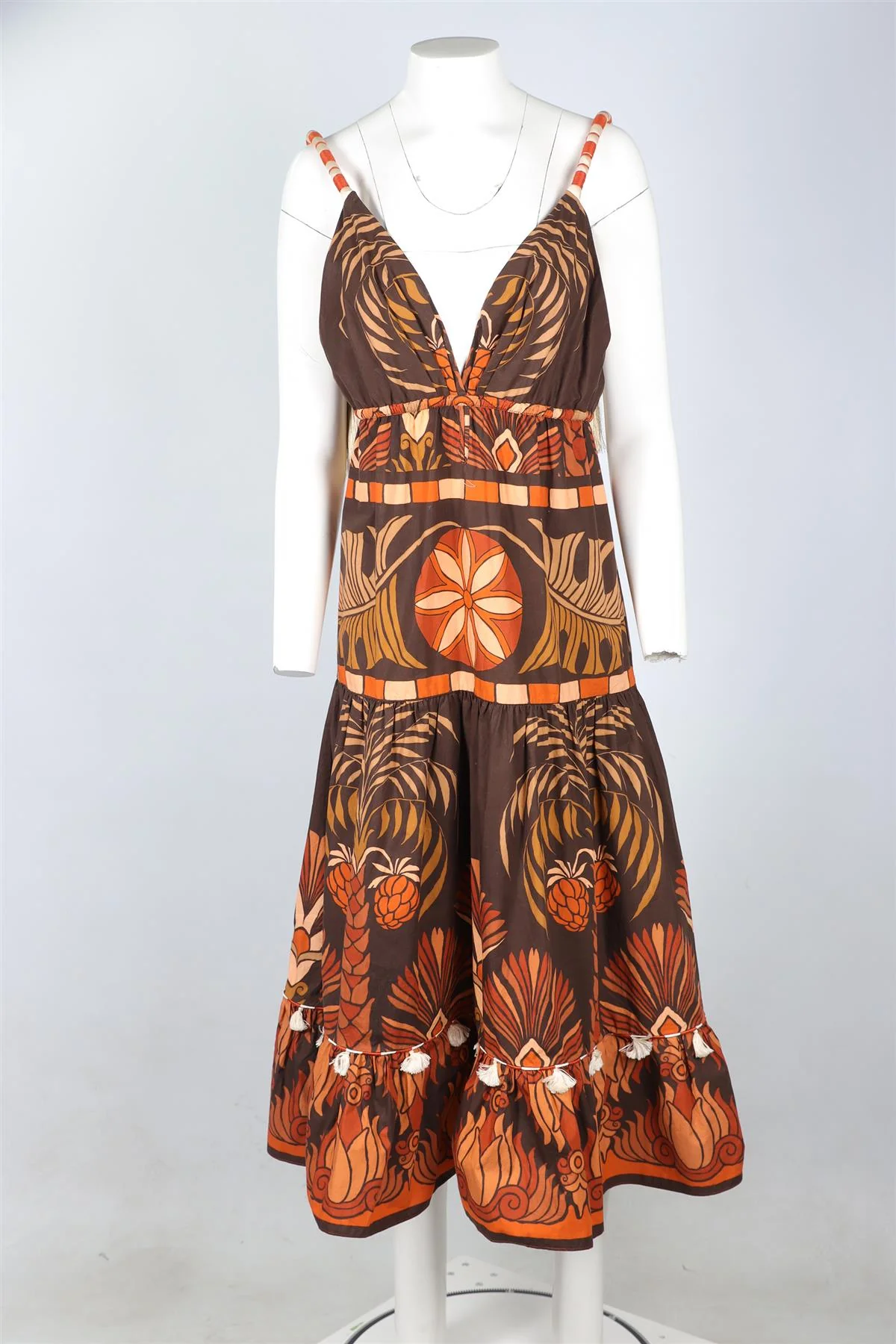 JOHANNA ORTIZ BROWN COTTON MAXI DRESS US 6 UK 10 - Image 2