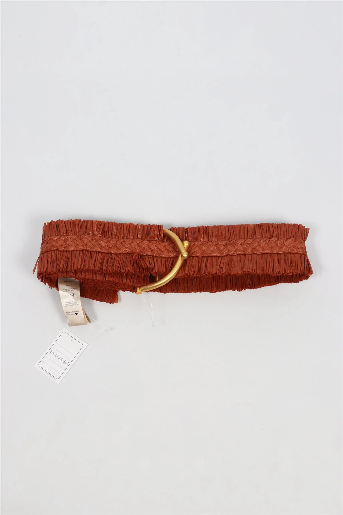 JOHANNA ORTIZ ORANGE STRAW AND LEATHER WAIST BELT LARGE - Image 4