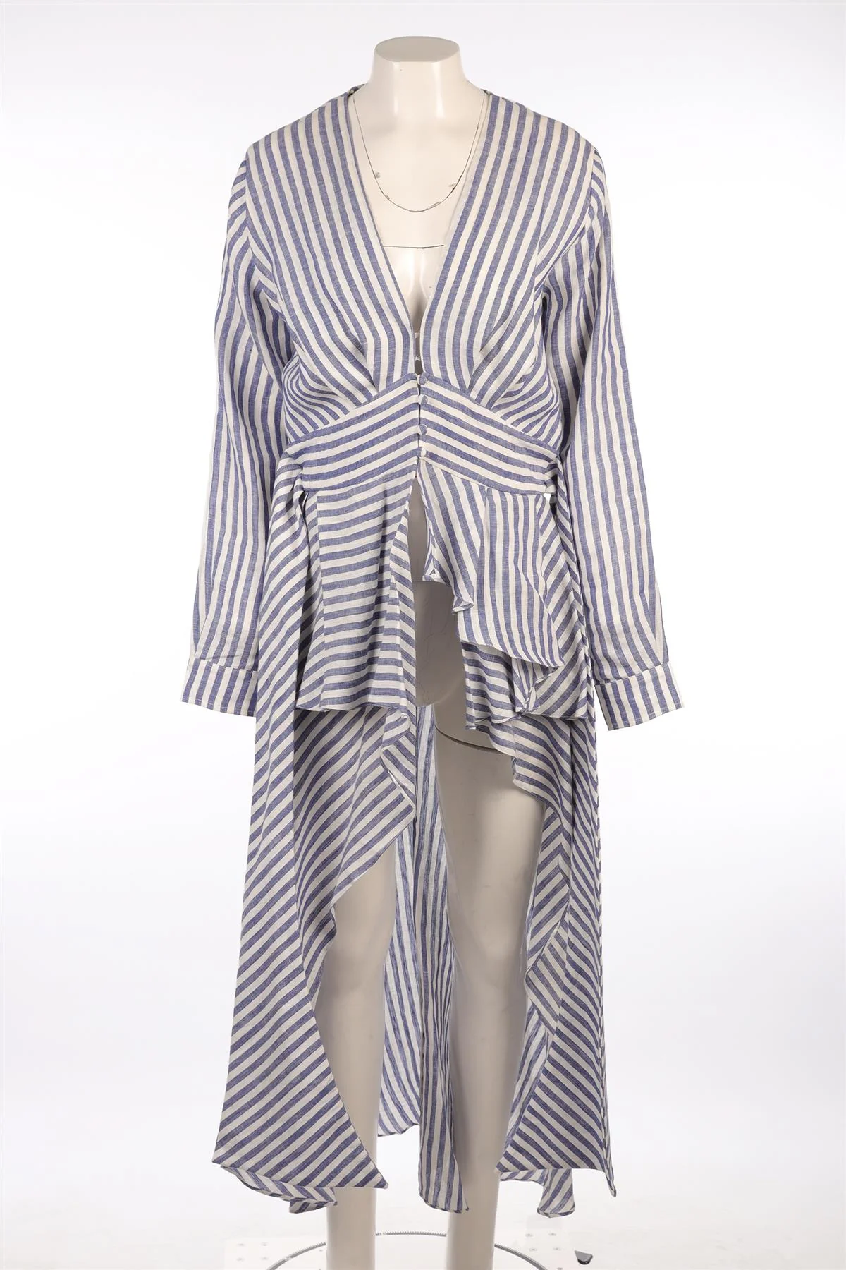 JOHANNA OTIZ BLUE LINEN MAXI DRESS US 10 UK 14 - Image 2
