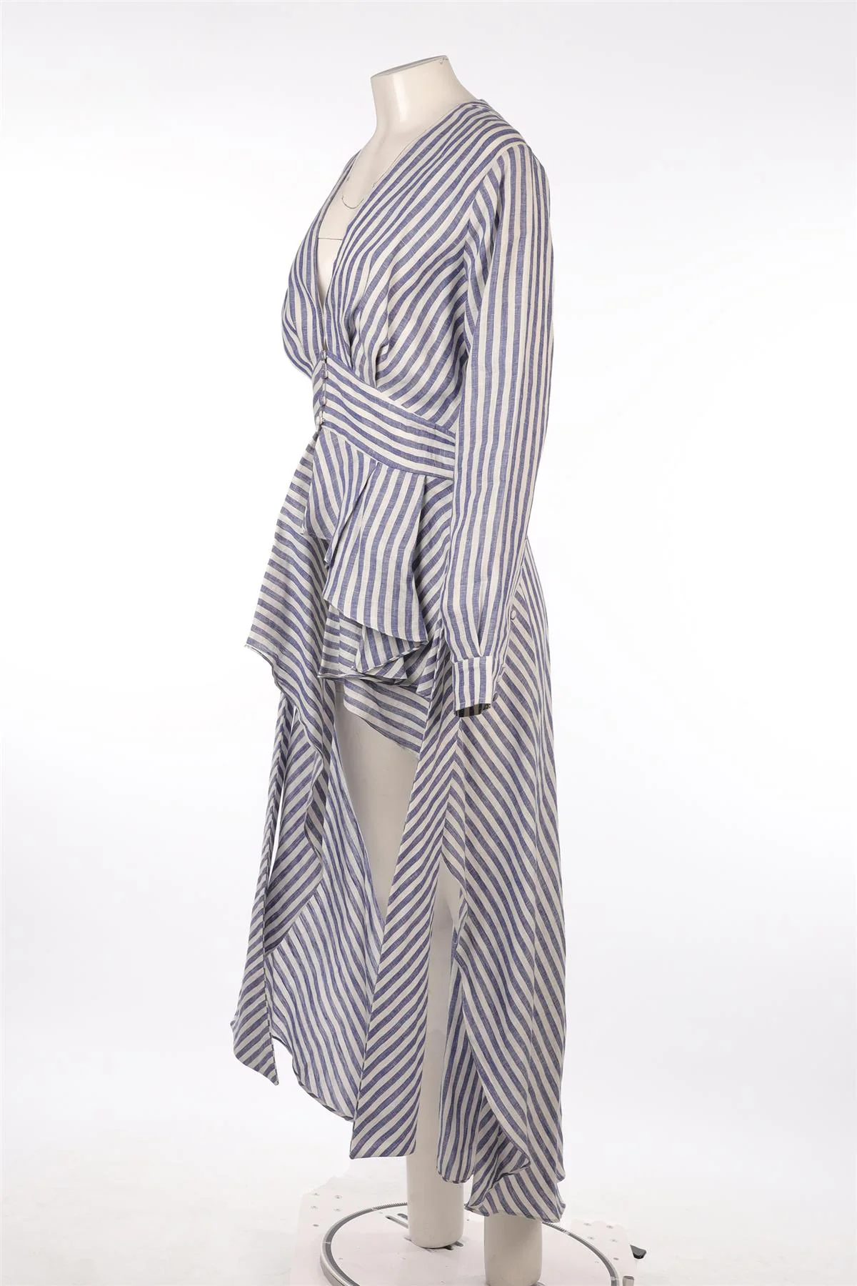 JOHANNA OTIZ BLUE LINEN MAXI DRESS US 10 UK 14 - Image 3