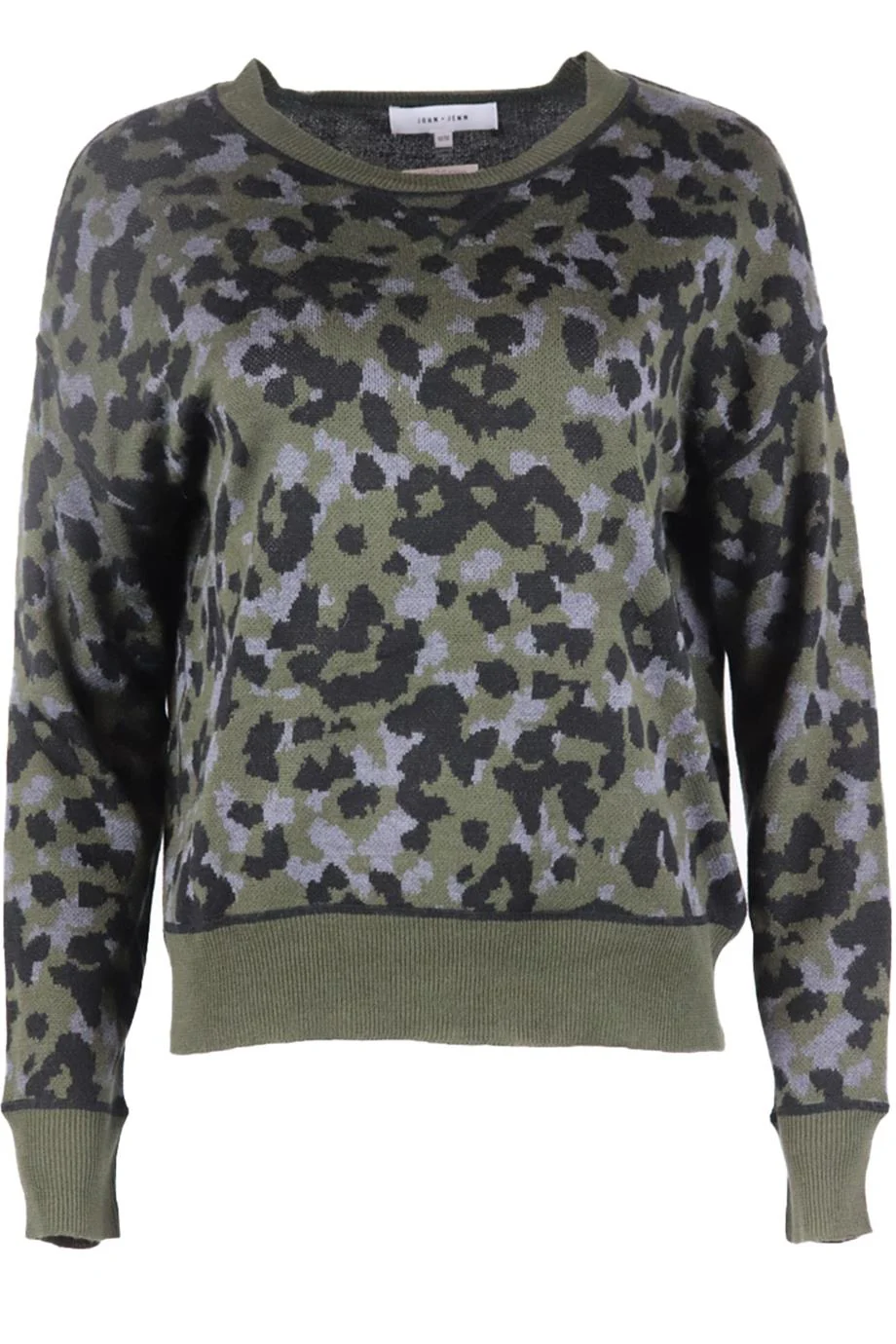 JOHN AND JENN LEOPARD JACQUARD KNIT SWEATER MEDIUM