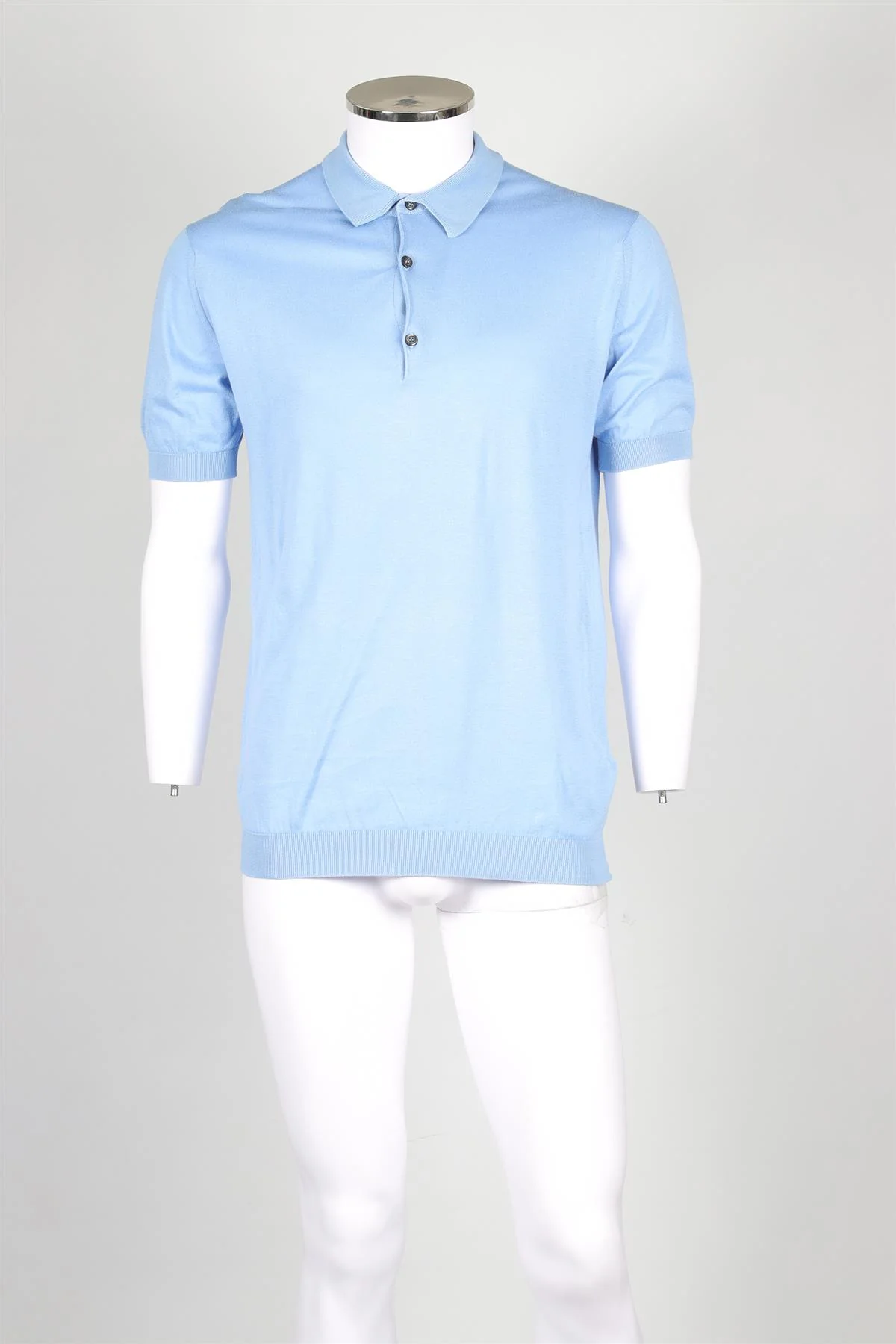 JOHN SMEDLEY BLUE MEN'S COTTON POLO SHIRT MEDIUM - Image 2