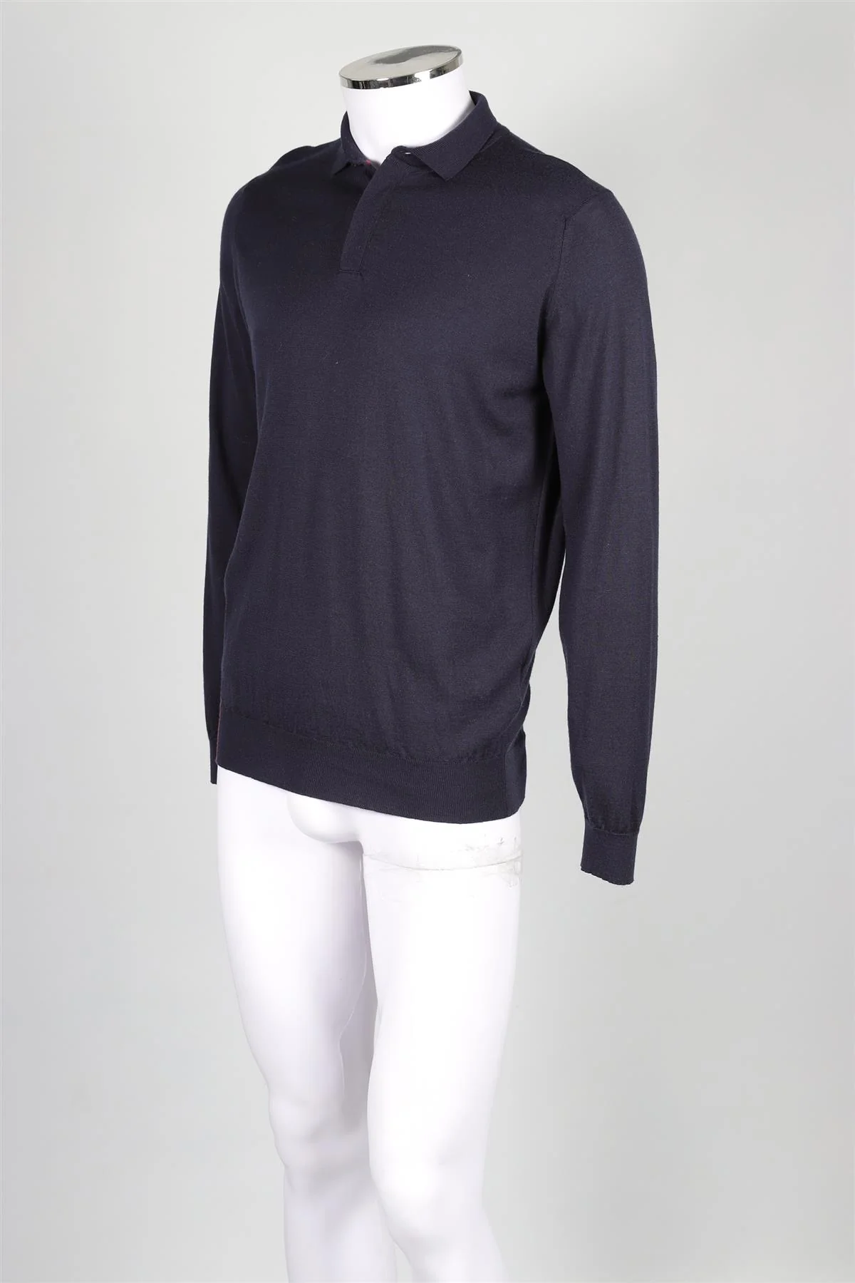 JOHN SMEDLEY NAVY MEN'S WOOL POLO SHIRT LARGE - Image 3