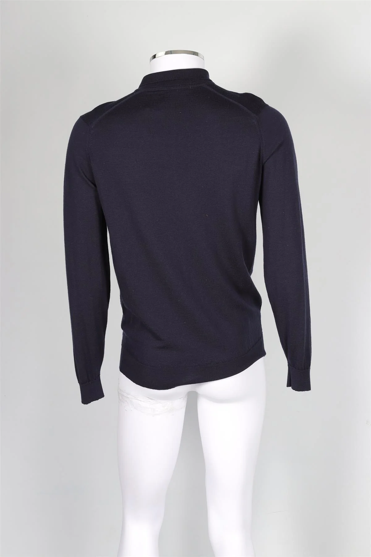 JOHN SMEDLEY NAVY MEN'S WOOL POLO SHIRT LARGE - Image 4