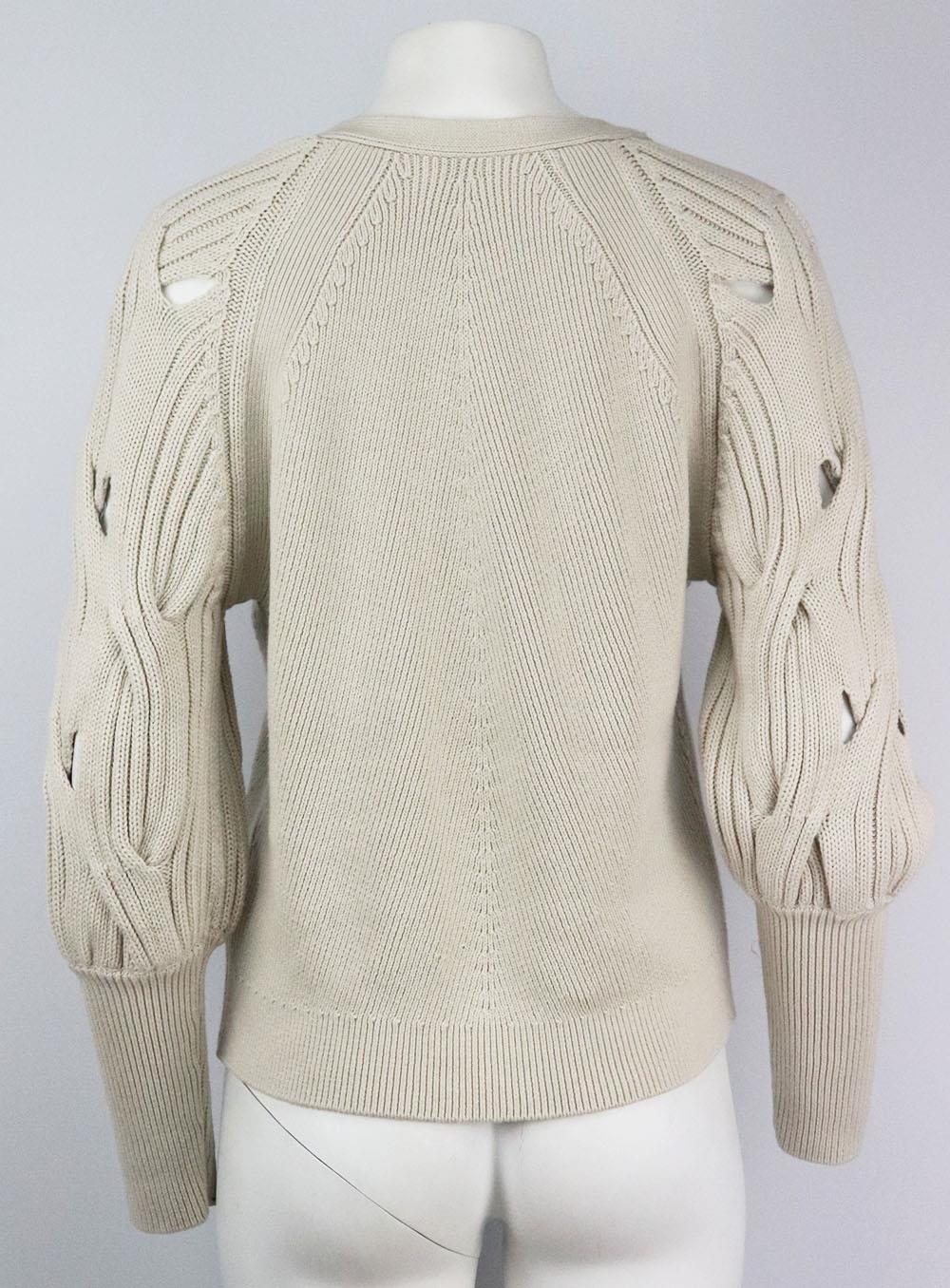 JONATHAN SIMKHAI CABLE KNIT WOOL AND COTTON BLEND CARDIGAN SMALL - Image 4