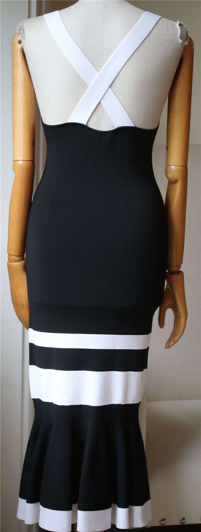 JONATHAN SIMKHAI FLUTED STRIPED STRETCH-KNIT MIDI DRESS SMALL - Image 6
